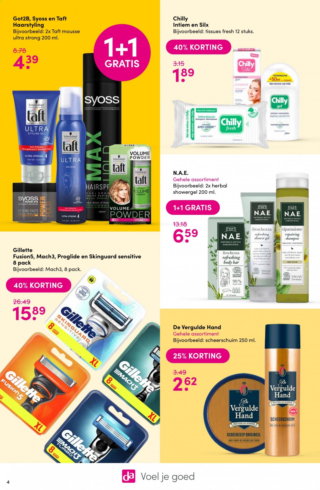 thumbnail - Da-aanbieding - 23-8-2021 - 5-9-2021 -  producten in de aanbieding - shampoo, shower, showergel, Syoss, Hair Volume, styling, Taft, Schwarzkopf, got2b, Mach3, Gillette. Pagina 4.