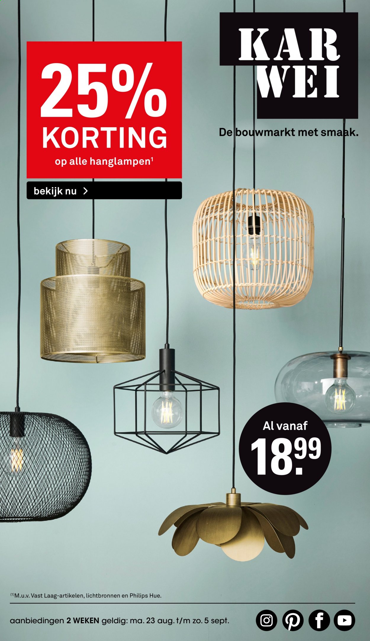 thumbnail - Karwei-aanbieding - 23-8-2021 - 29-8-2021 -  producten in de aanbieding - Philips, hanglampen. Pagina 1.