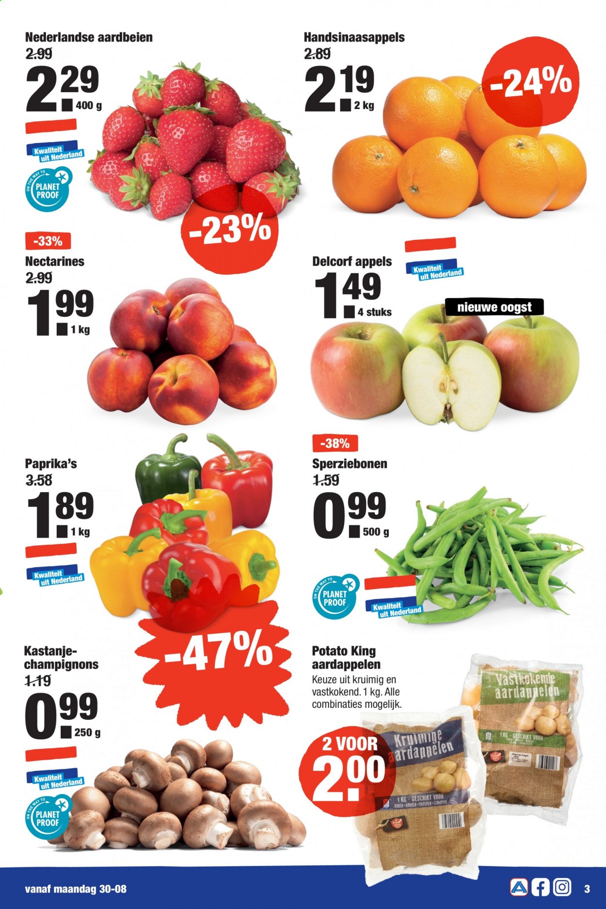 thumbnail - Aldi-aanbieding - 30-8-2021 - 5-9-2021 -  producten in de aanbieding - aardappelen, aardbeien, appels, sperziebonen. Pagina 3.