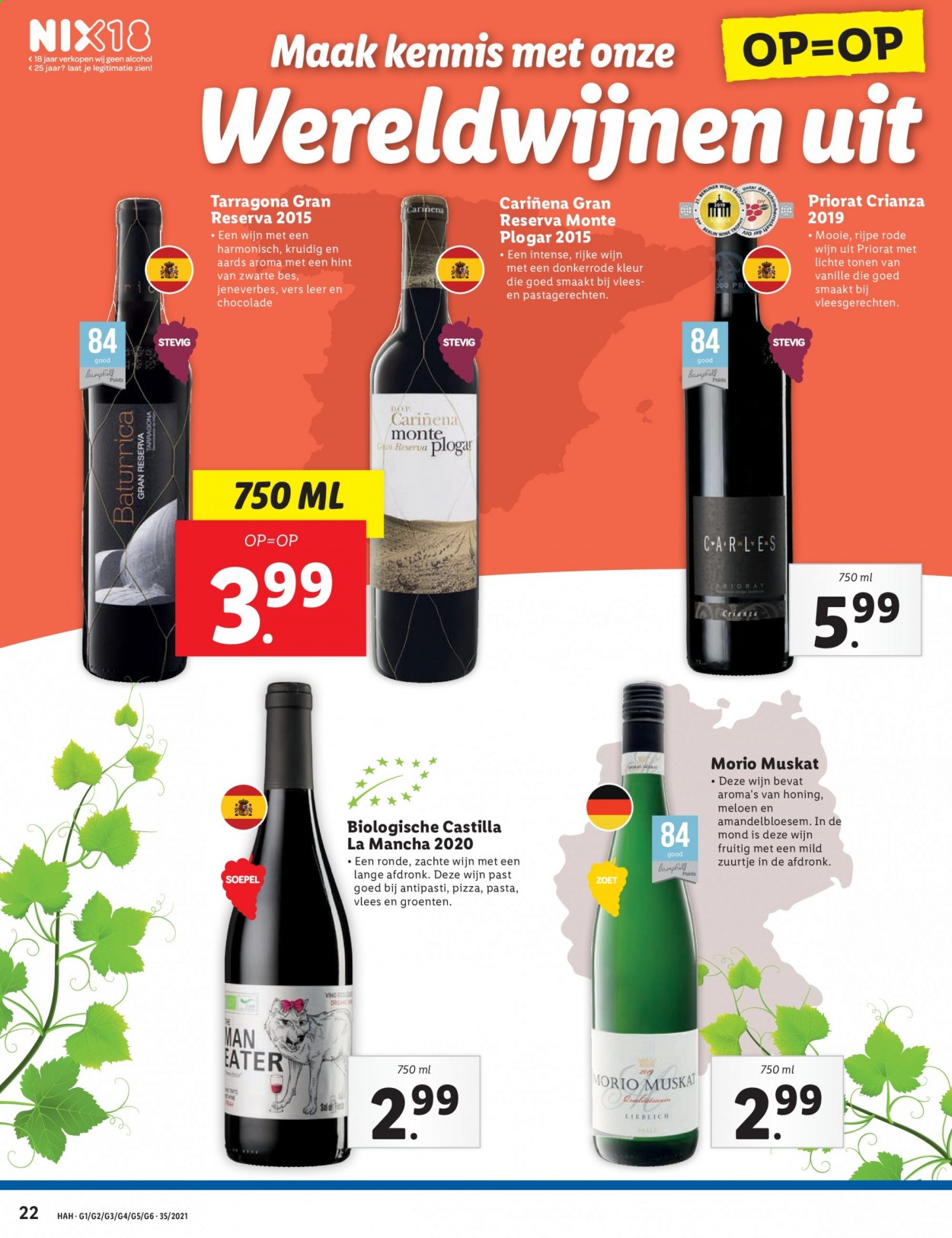 thumbnail - Lidl-aanbieding - 30-8-2021 - 5-9-2021 -  producten in de aanbieding - rode wijn, wijn. Pagina 22.