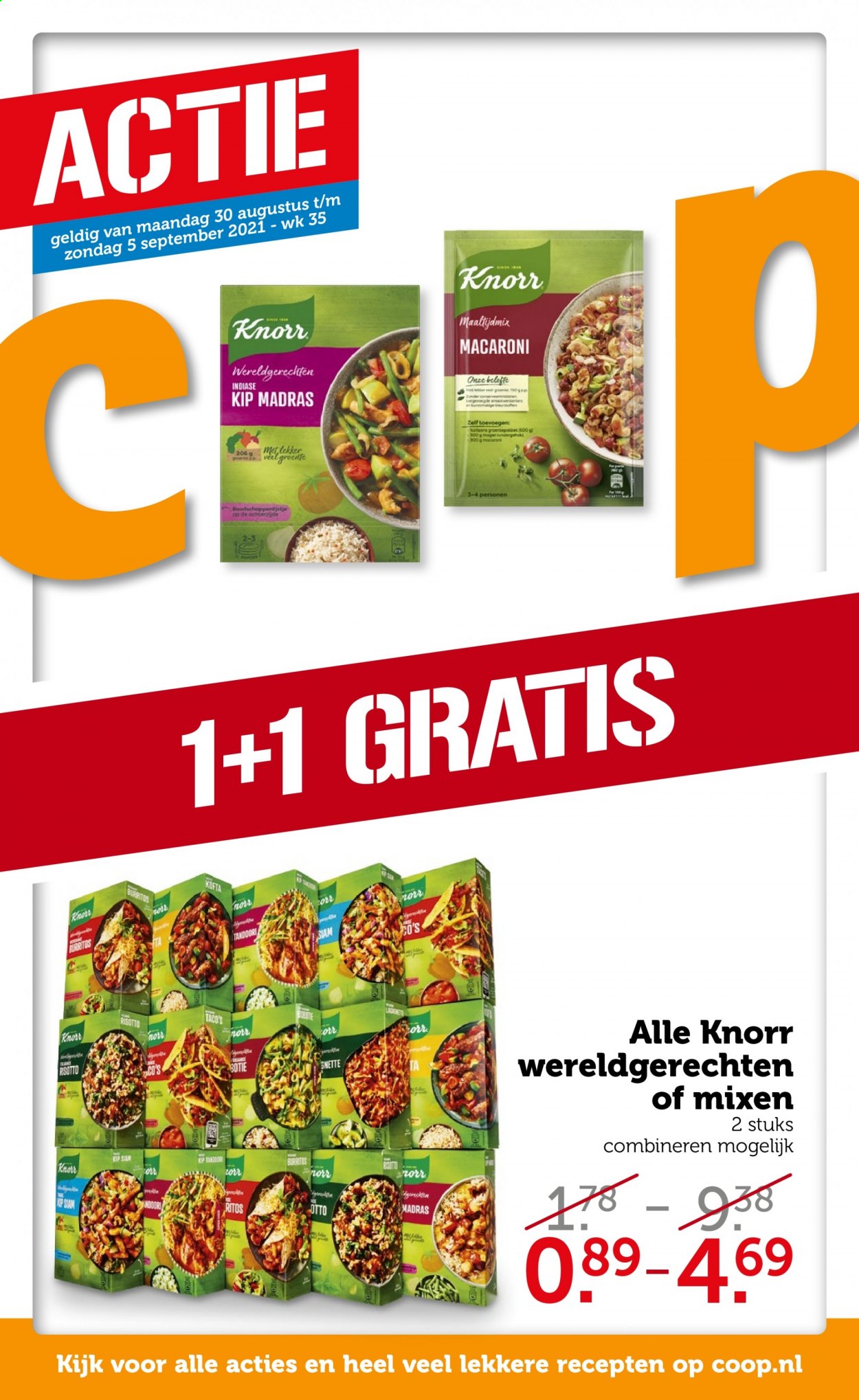 thumbnail - Coop-aanbieding - 30-8-2021 - 5-9-2021 -  producten in de aanbieding - Knorr, risotto, macaroni. Pagina 1.