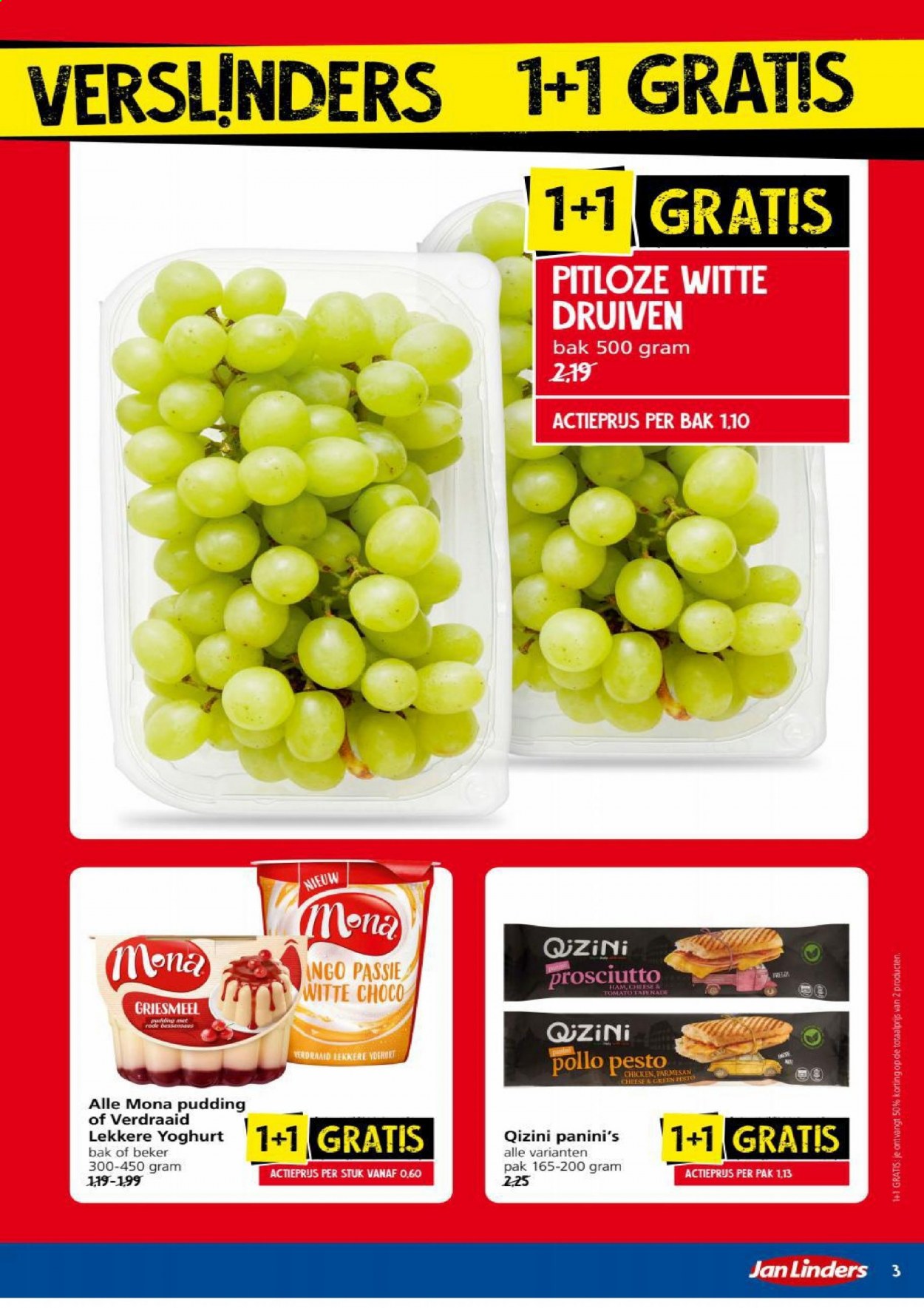 thumbnail - Jan Linders-aanbieding - 30-8-2021 - 5-9-2021 -  producten in de aanbieding - druiven, ham, prosciutto, yoghurt, pesto. Pagina 3.