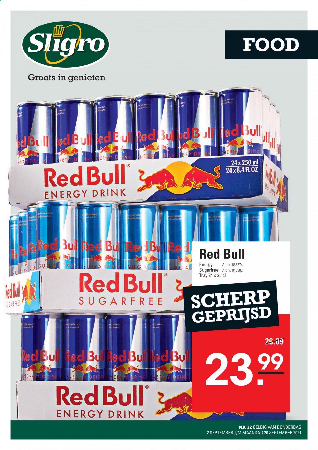 thumbnail - Sligro-aanbieding - 2-9-2021 - 20-9-2021 -  producten in de aanbieding - Red Bull, energy drink. Pagina 1.