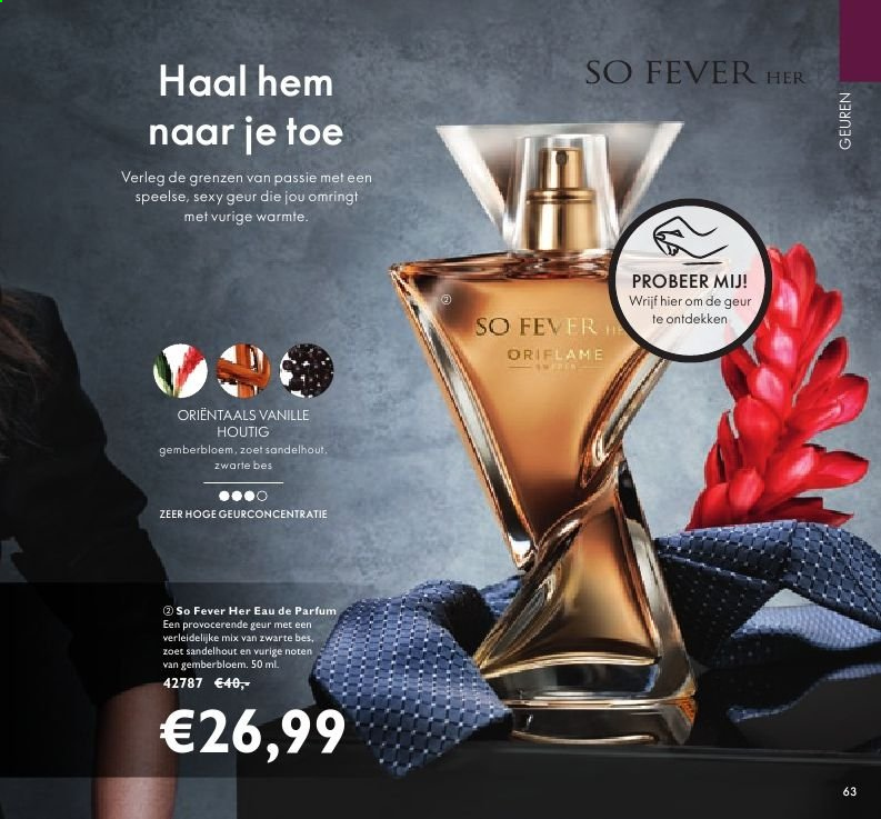 thumbnail - Oriflame-aanbieding - 3-9-2021 - 23-9-2021 -  producten in de aanbieding - Eau de Parfum, So Fever Her. Pagina 63.
