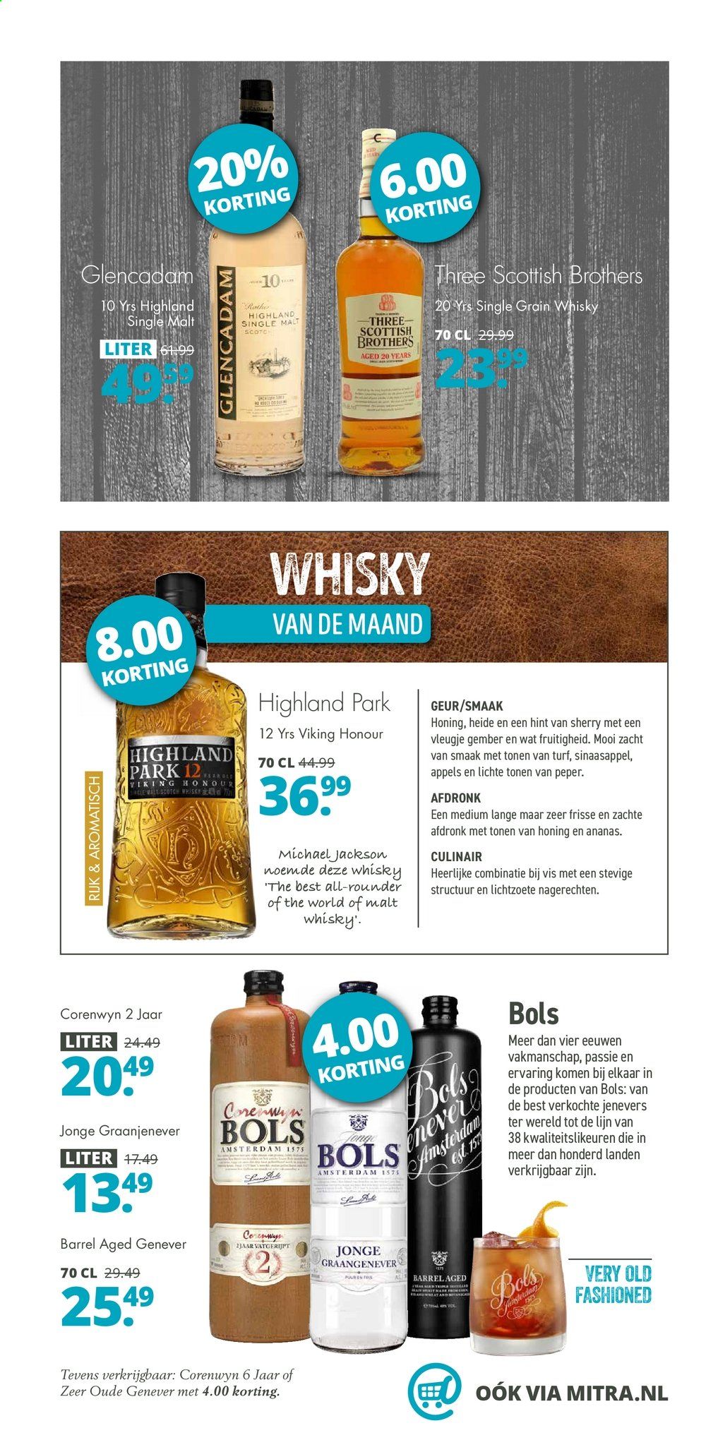 thumbnail - Mitra-aanbieding - 6-9-2021 - 19-9-2021 -  producten in de aanbieding - scotch whisky, Single Malt, whisky, Bols, Jenever. Pagina 5.