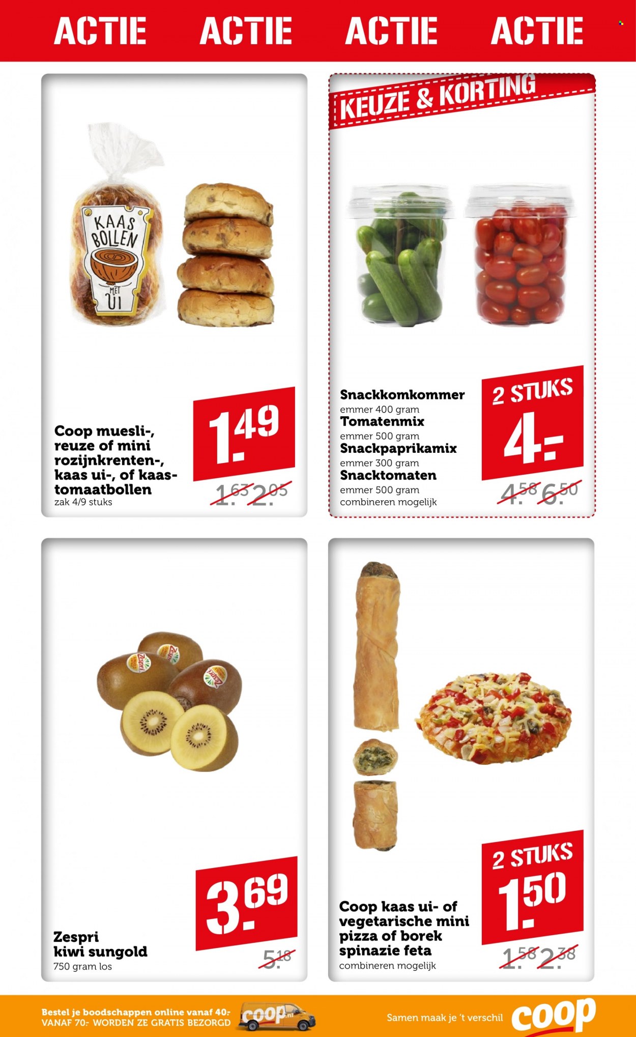 thumbnail - Coop-aanbieding - 13-9-2021 - 19-9-2021 -  producten in de aanbieding - börek, kiwi, pizza, kaas. Pagina 14.
