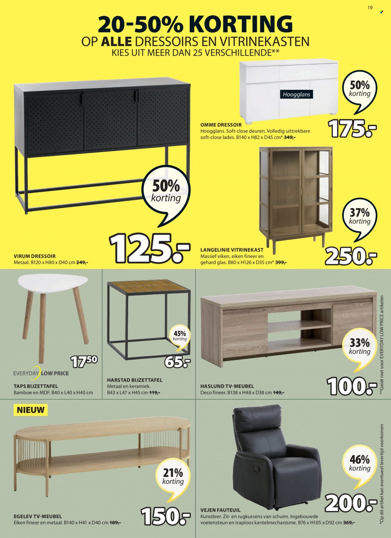 thumbnail - JYSK-aanbieding - 13-9-2021 - 26-9-2021 -  producten in de aanbieding - bijzettafel, fauteuil, TV-meubel. Pagina 19.