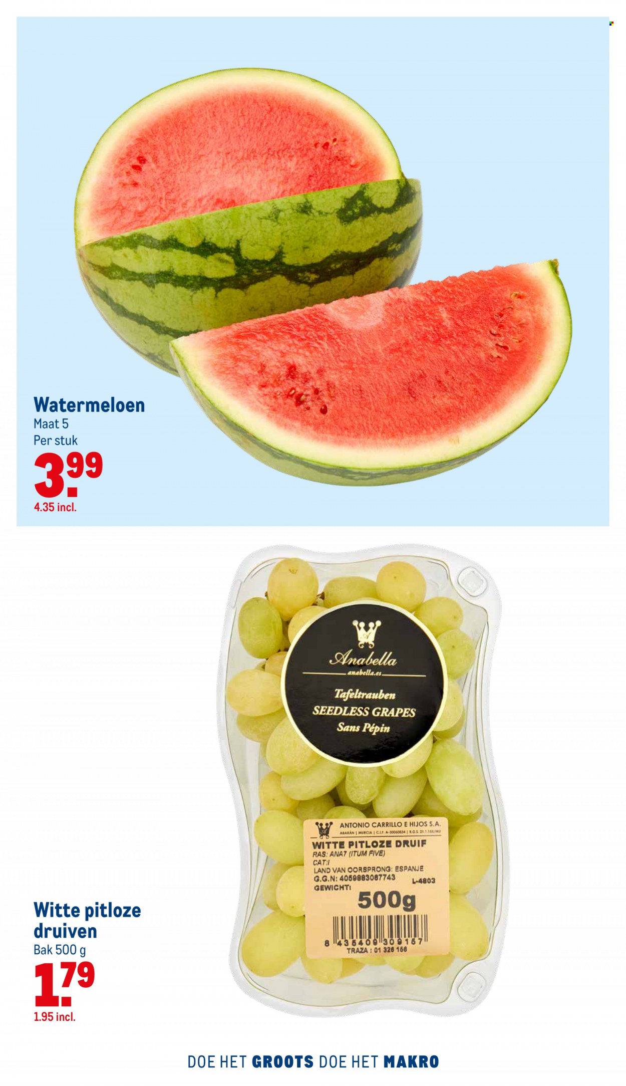thumbnail - Makro-aanbieding - 15-9-2021 - 28-9-2021 -  producten in de aanbieding - druiven, watermeloen. Pagina 3.