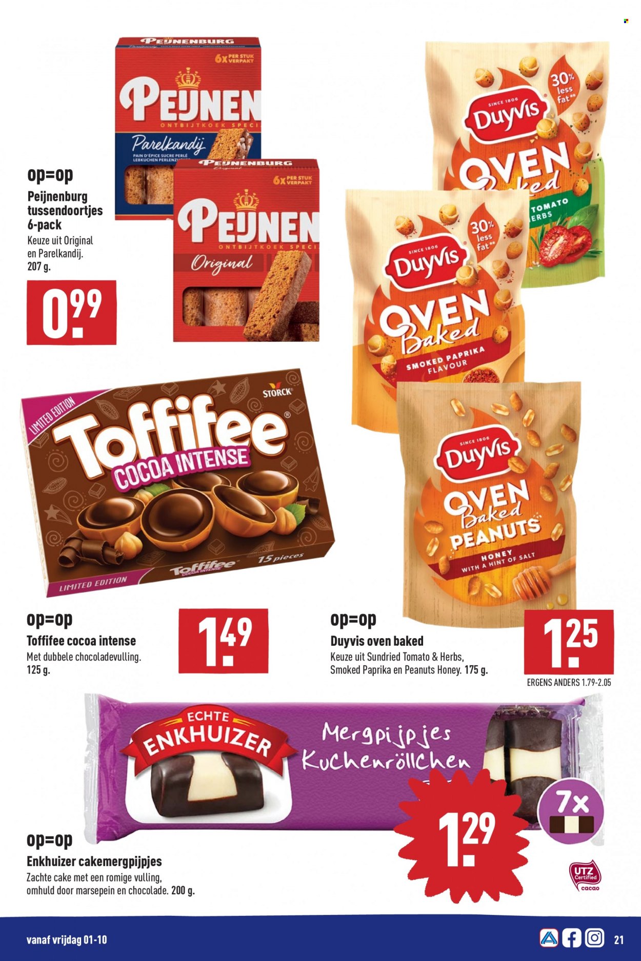 thumbnail - Aldi-aanbieding - 27-9-2021 - 3-10-2021 -  producten in de aanbieding - lebkuchen, ontbijtkoek, chocolade, Peijnenburg, Toffifee. Pagina 21.