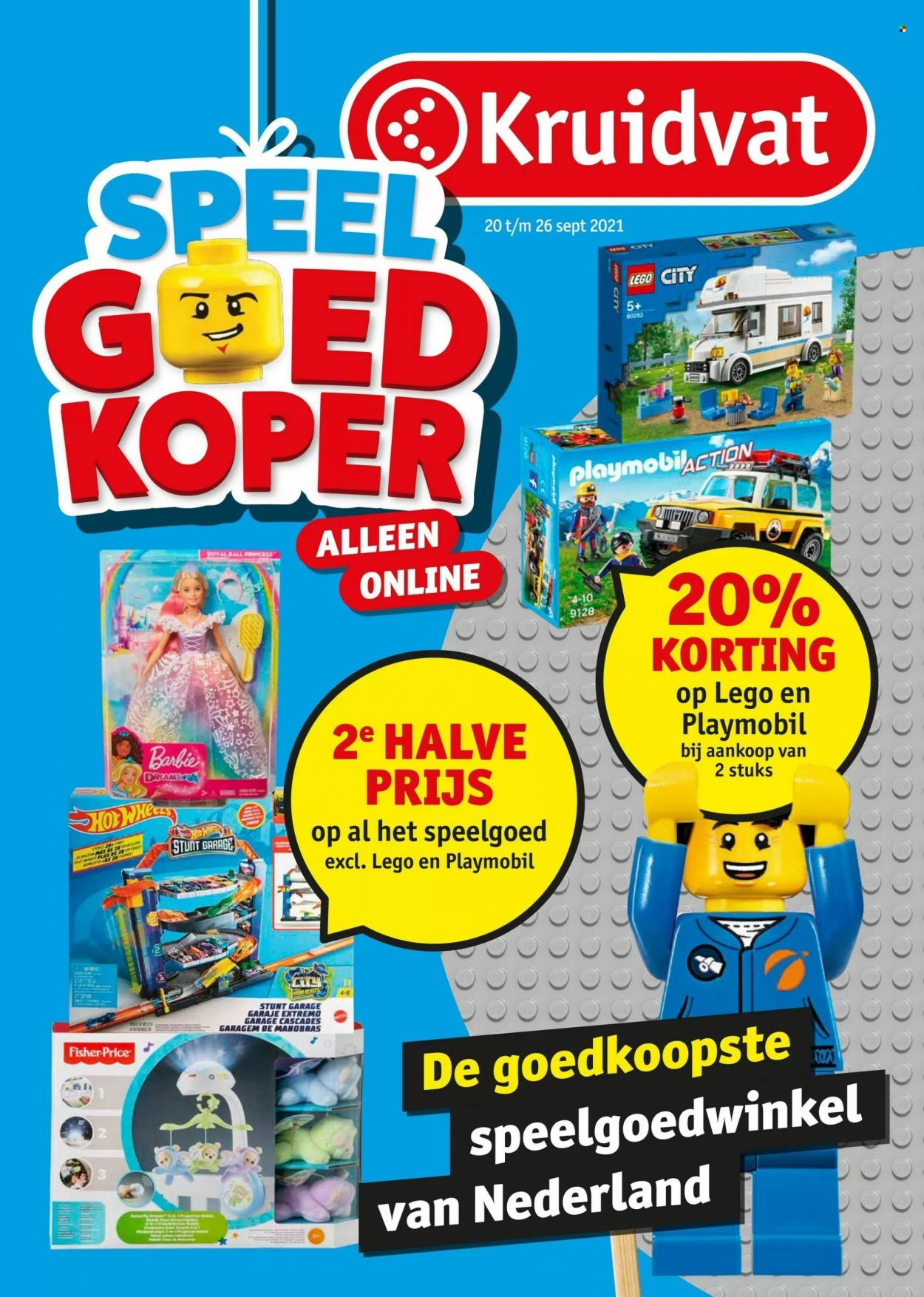 thumbnail - Kruidvat-aanbieding - 20-9-2021 - 26-9-2021 -  producten in de aanbieding - LEGO, LEGO City, Playmobil, speelgoed, garage. Pagina 1.
