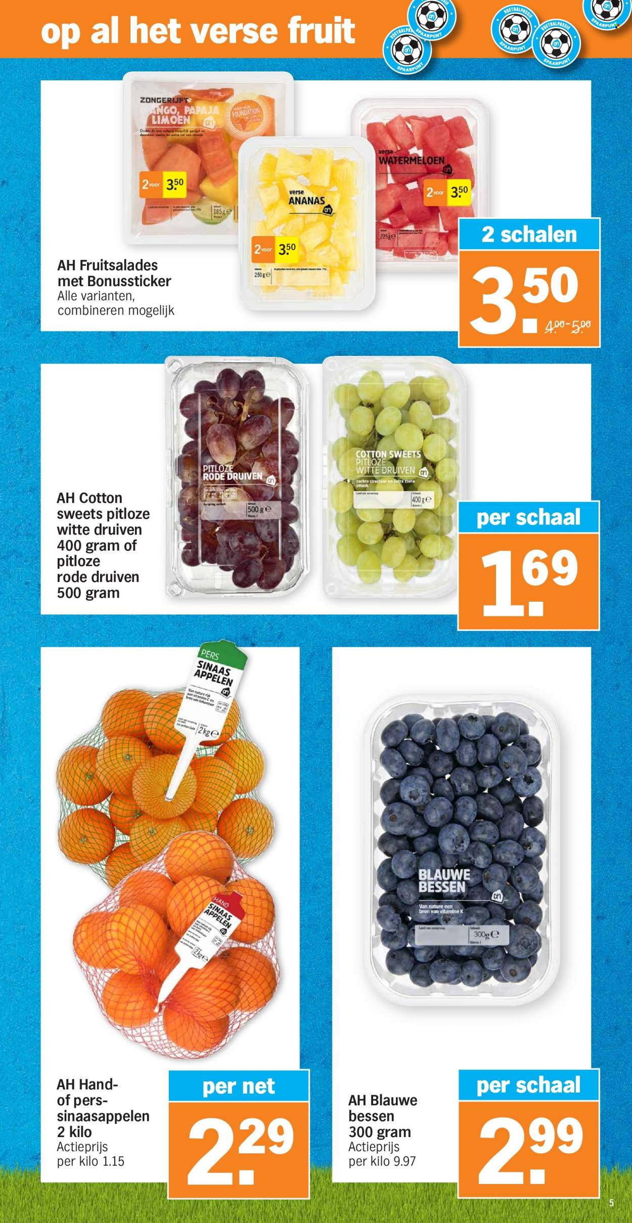 thumbnail - Albert Heijn-aanbieding - 27-9-2021 - 3-10-2021 -  producten in de aanbieding - bessen, druiven, limoen, watermeloen, ananas. Pagina 5.