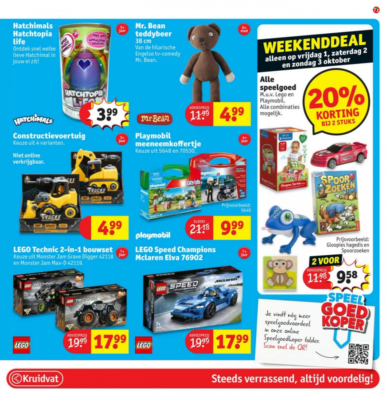 thumbnail - Kruidvat-aanbieding - 28-9-2021 - 10-10-2021 -  producten in de aanbieding - ei, TV, Hatchimals, LEGO, LEGO Technic, Playmobil, speelgoed. Pagina 71.