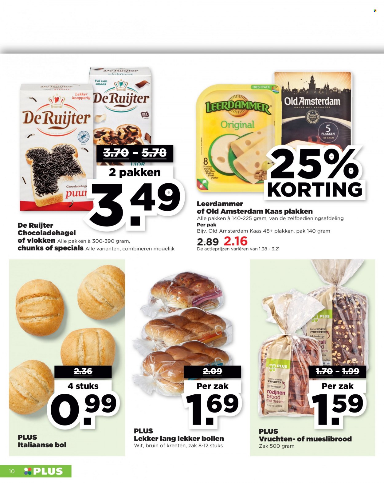 thumbnail - Plus-aanbieding - 3-10-2021 - 9-10-2021 -  producten in de aanbieding - brood, kaas, Leerdammer, Old Amsterdam, rozijnen. Pagina 10.