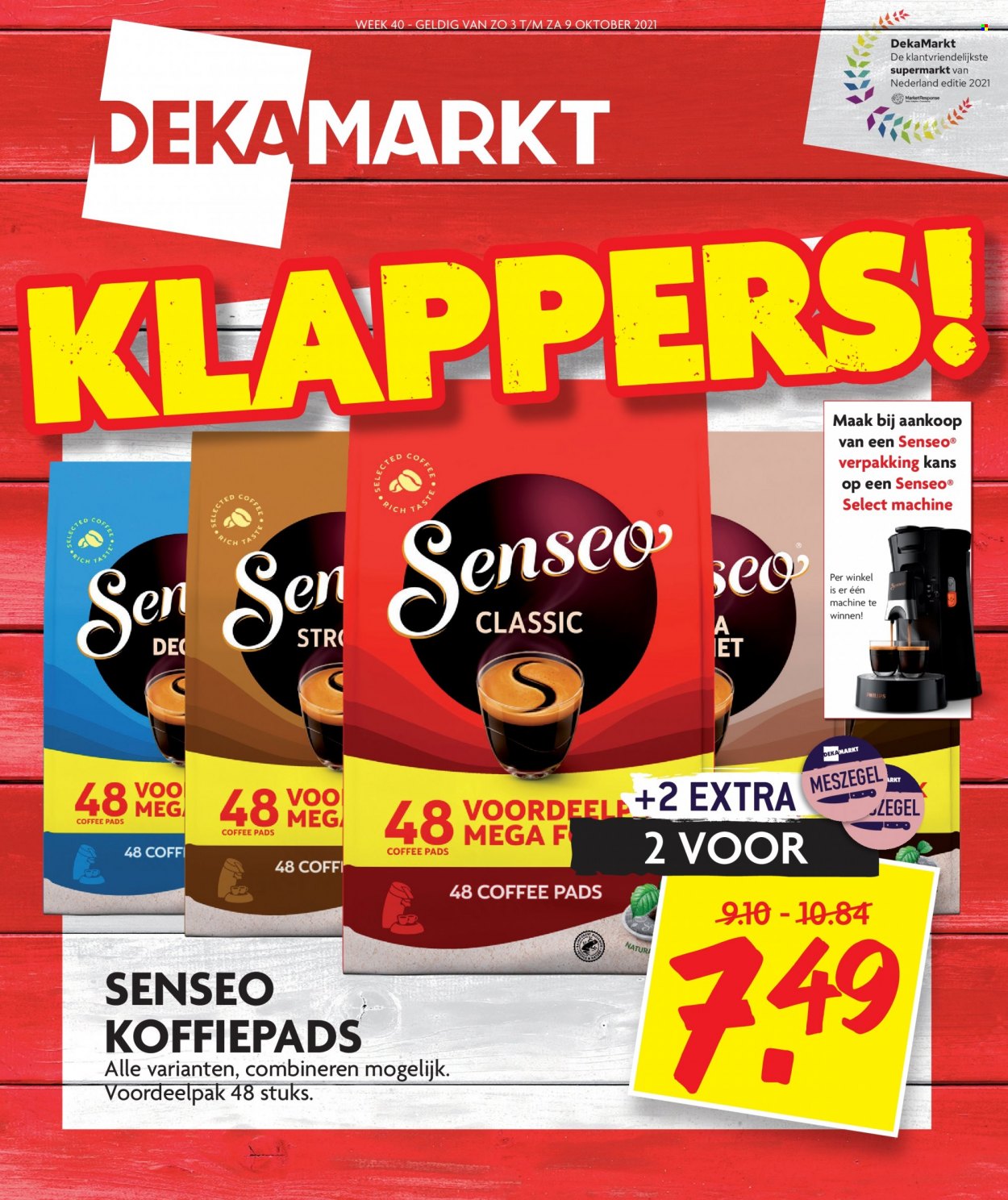 thumbnail - DekaMarkt-aanbieding - 3-10-2021 - 9-10-2021 -  producten in de aanbieding - Senseo, Philips. Pagina 1.