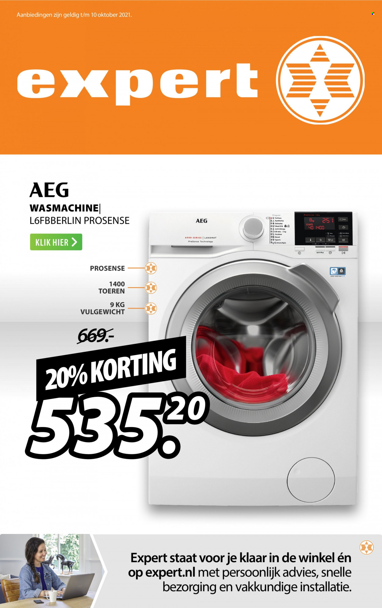 thumbnail - Expert-aanbieding - 4-10-2021 - 10-10-2021 -  producten in de aanbieding - AEG, wasmachine. Pagina 1.