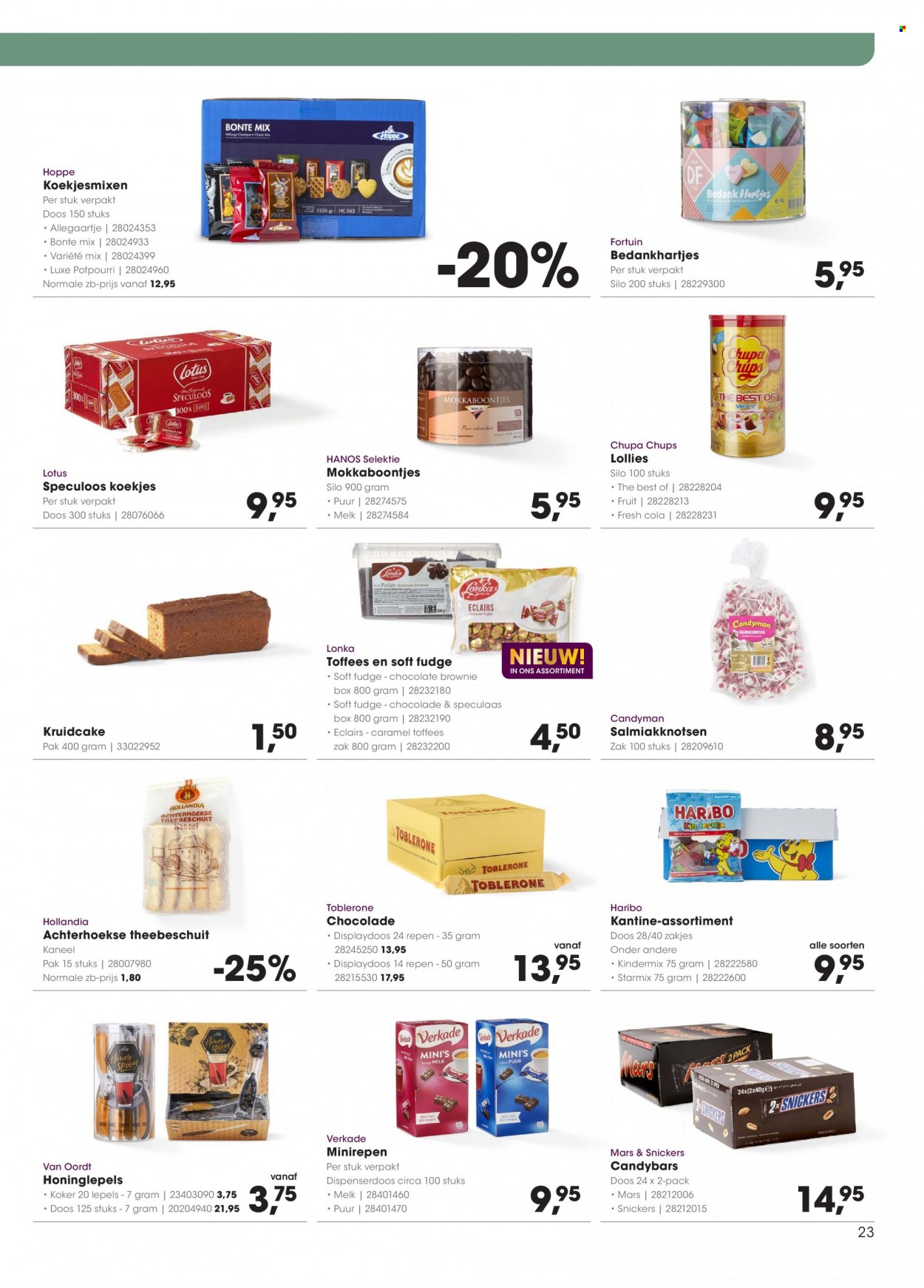 thumbnail - Hanos-aanbieding - 4-10-2021 - 17-10-2021 -  producten in de aanbieding - éclairs, brownie, melk, chocolade, koekjes, Snickers, Speculoos, Spekulatius, kaneel. Pagina 23.