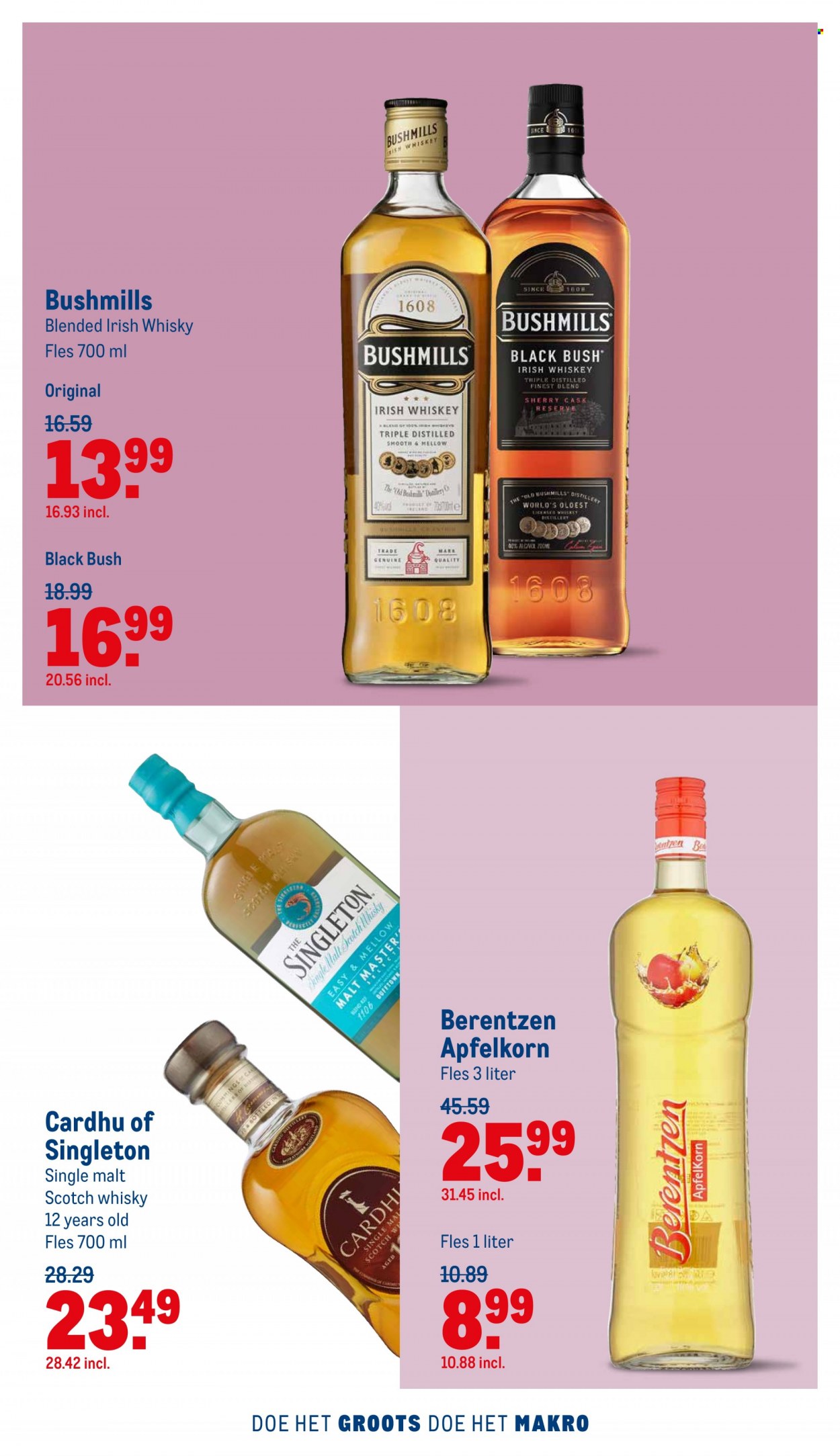 thumbnail - Makro-aanbieding - 13-10-2021 - 26-10-2021 -  producten in de aanbieding - irish whiskey, scotch whisky, Single Malt, whiskey, whisky, Cardhu. Pagina 29.