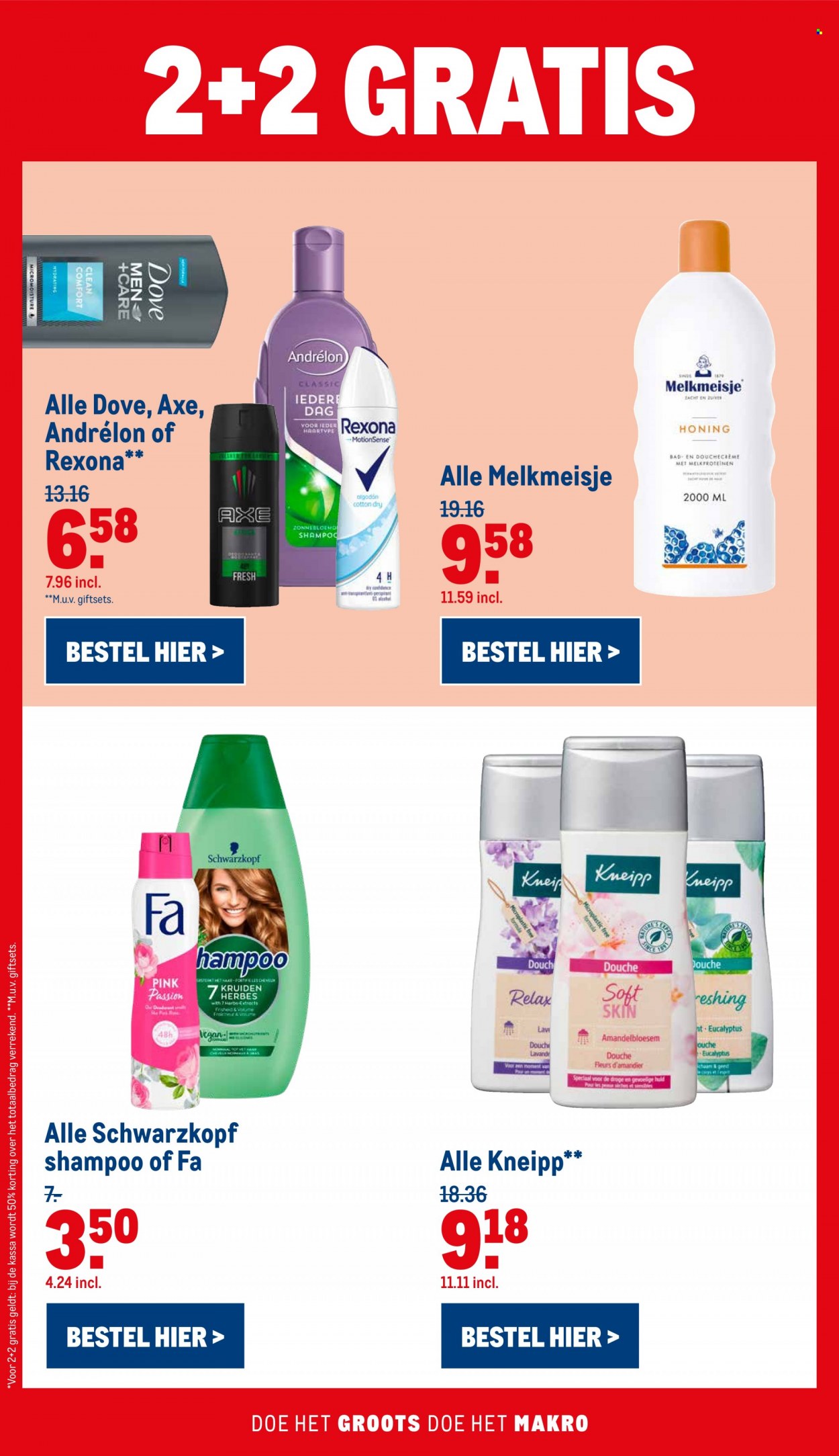 thumbnail - Makro-aanbieding - 13-10-2021 - 26-10-2021 -  producten in de aanbieding - shampoo, Dove, Kneipp, Fa, Schwarzkopf, Andrélon, Rexona, eucalyptus. Pagina 47.