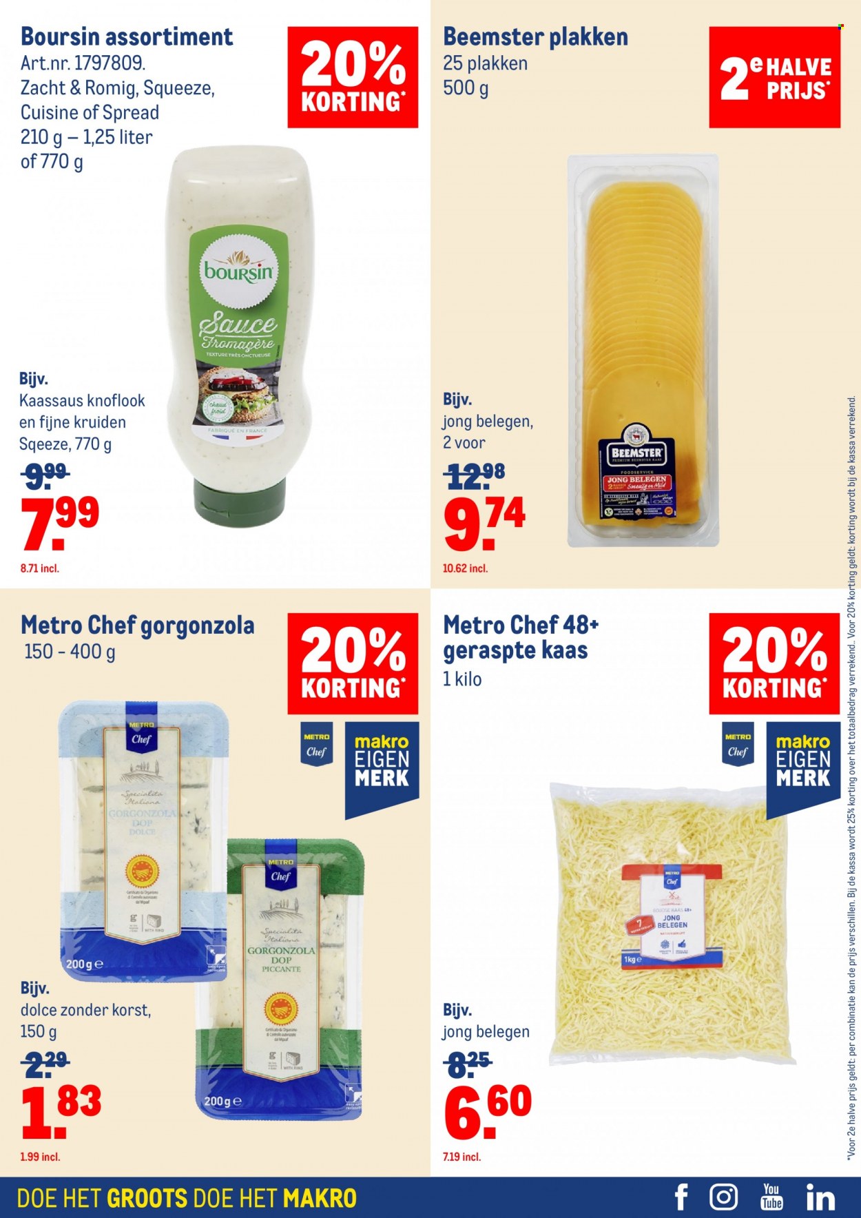 thumbnail - Makro-aanbieding - 13-10-2021 - 9-11-2021 -  producten in de aanbieding - Boursin, kaas, Gorgonzola, geraspte kaas. Pagina 28.