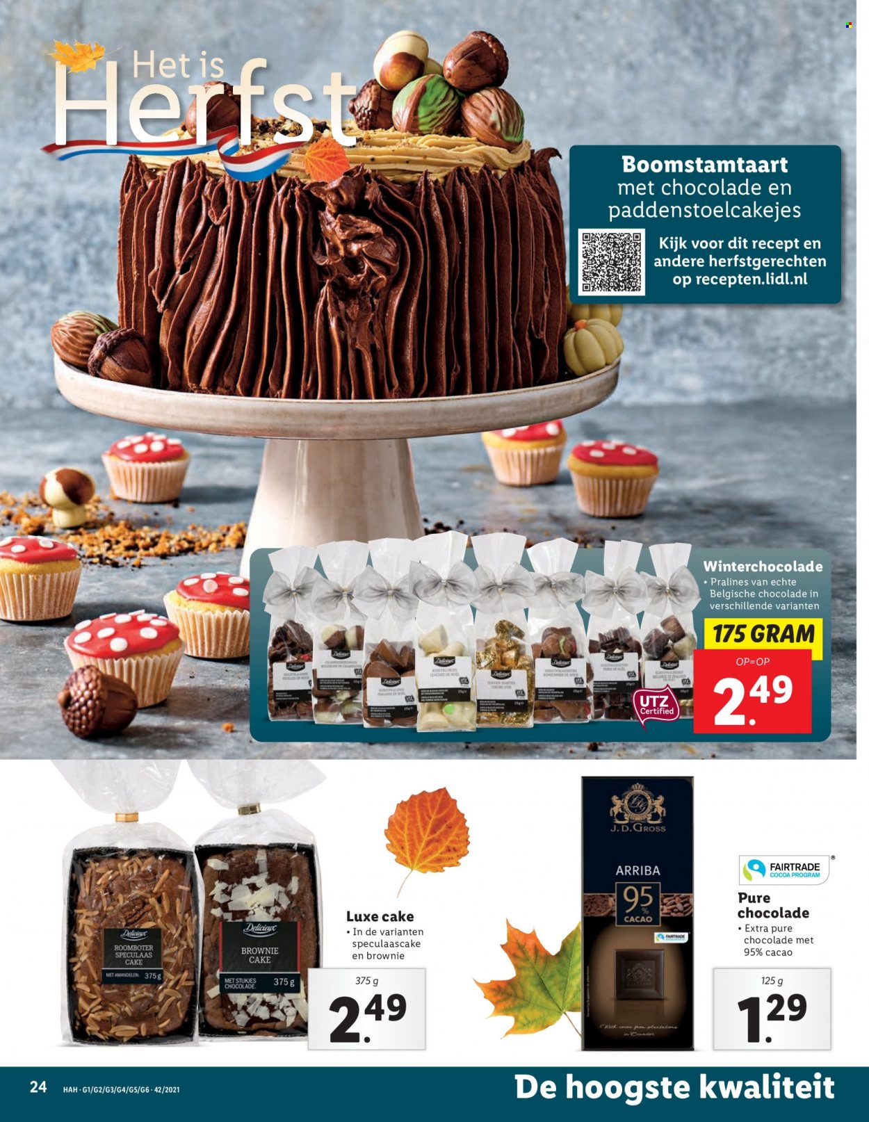 thumbnail - Lidl-aanbieding - 18-10-2021 - 24-10-2021 -  producten in de aanbieding - brownie, roomboter, chocolade, pure chocolade, amandelen. Pagina 24.