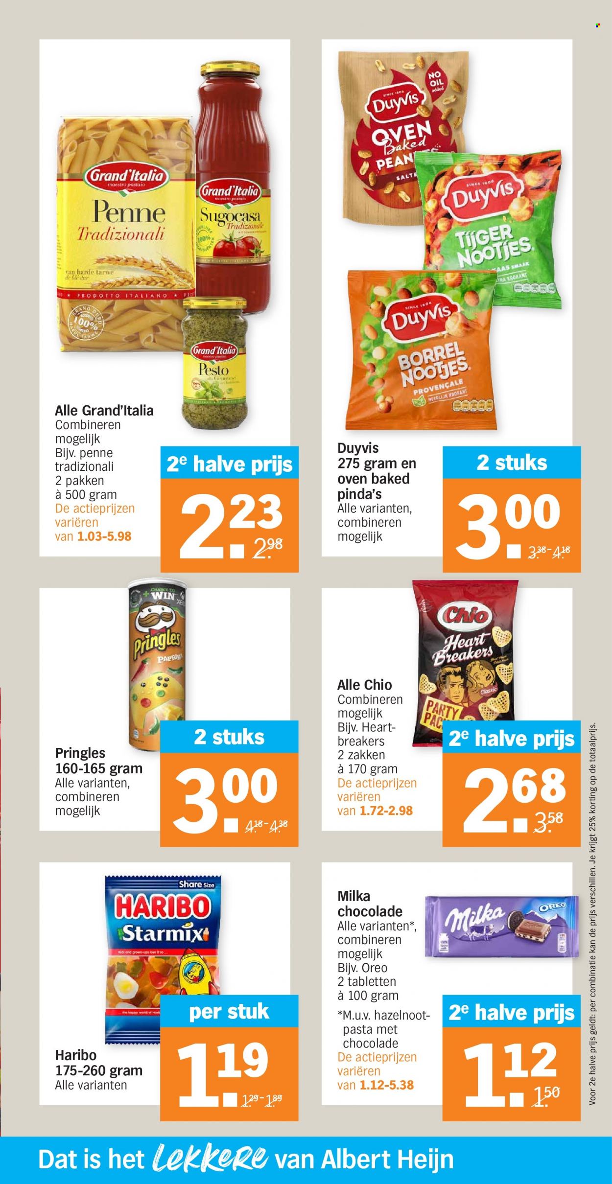 thumbnail - Albert Heijn-aanbieding - 18-10-2021 - 24-10-2021 -  producten in de aanbieding - Milka, Oreo, chocolade, Pringles, pinda's, penne. Pagina 19.