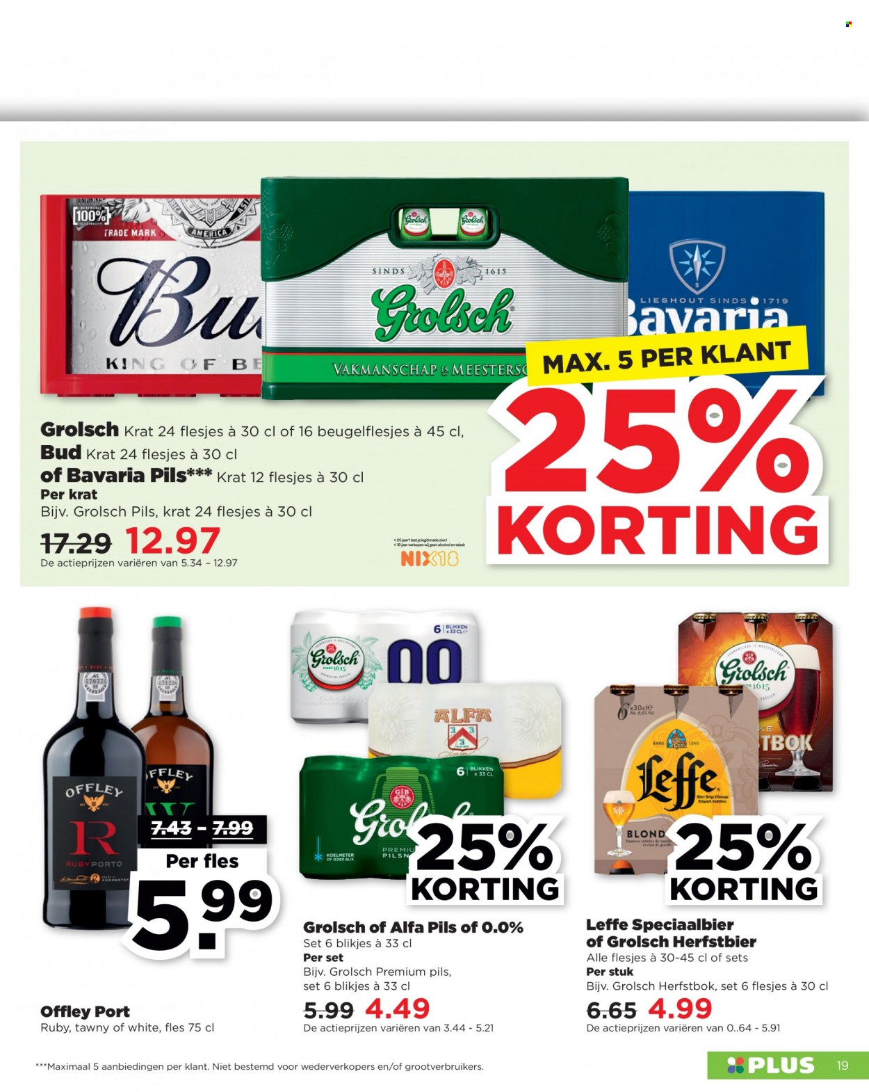 thumbnail - Plus-aanbieding - 17-10-2021 - 23-10-2021 -  producten in de aanbieding - Leffe, Alfa, Grolsch, Bavaria, bier. Pagina 25.