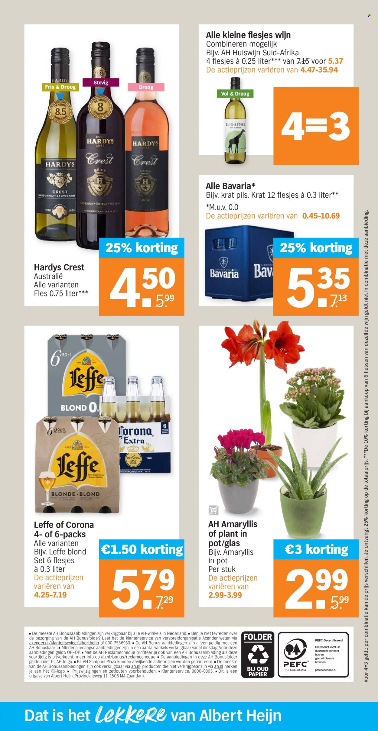 thumbnail - Albert Heijn-aanbieding - 25-10-2021 - 31-10-2021 -  producten in de aanbieding - Leffe, Bavaria, wijn, Crest. Pagina 29.