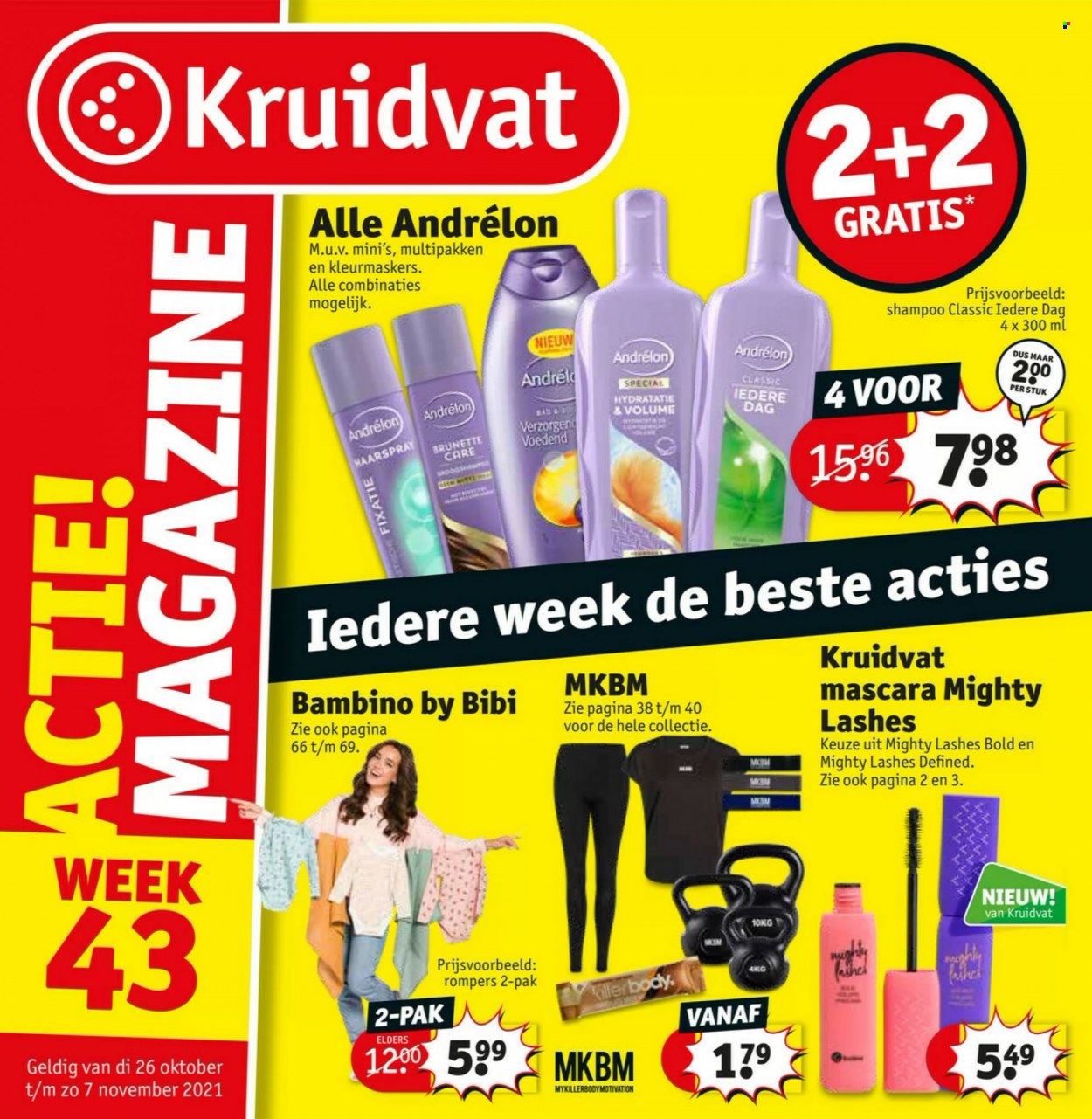 thumbnail - Kruidvat-aanbieding - 26-10-2021 - 7-11-2021 -  producten in de aanbieding - lashes, mascara, shampoo, Andrélon, rompers. Pagina 1.