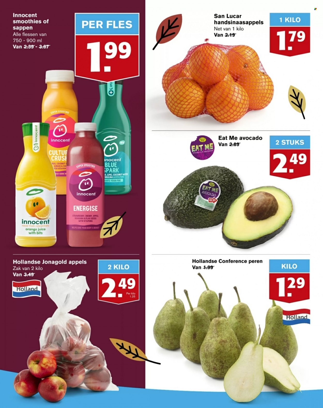 thumbnail - Hoogvliet-aanbieding - 27-10-2021 - 2-11-2021 -  producten in de aanbieding - appels, avocado, coconut water, sinaasappelsap, smoothie. Pagina 6.