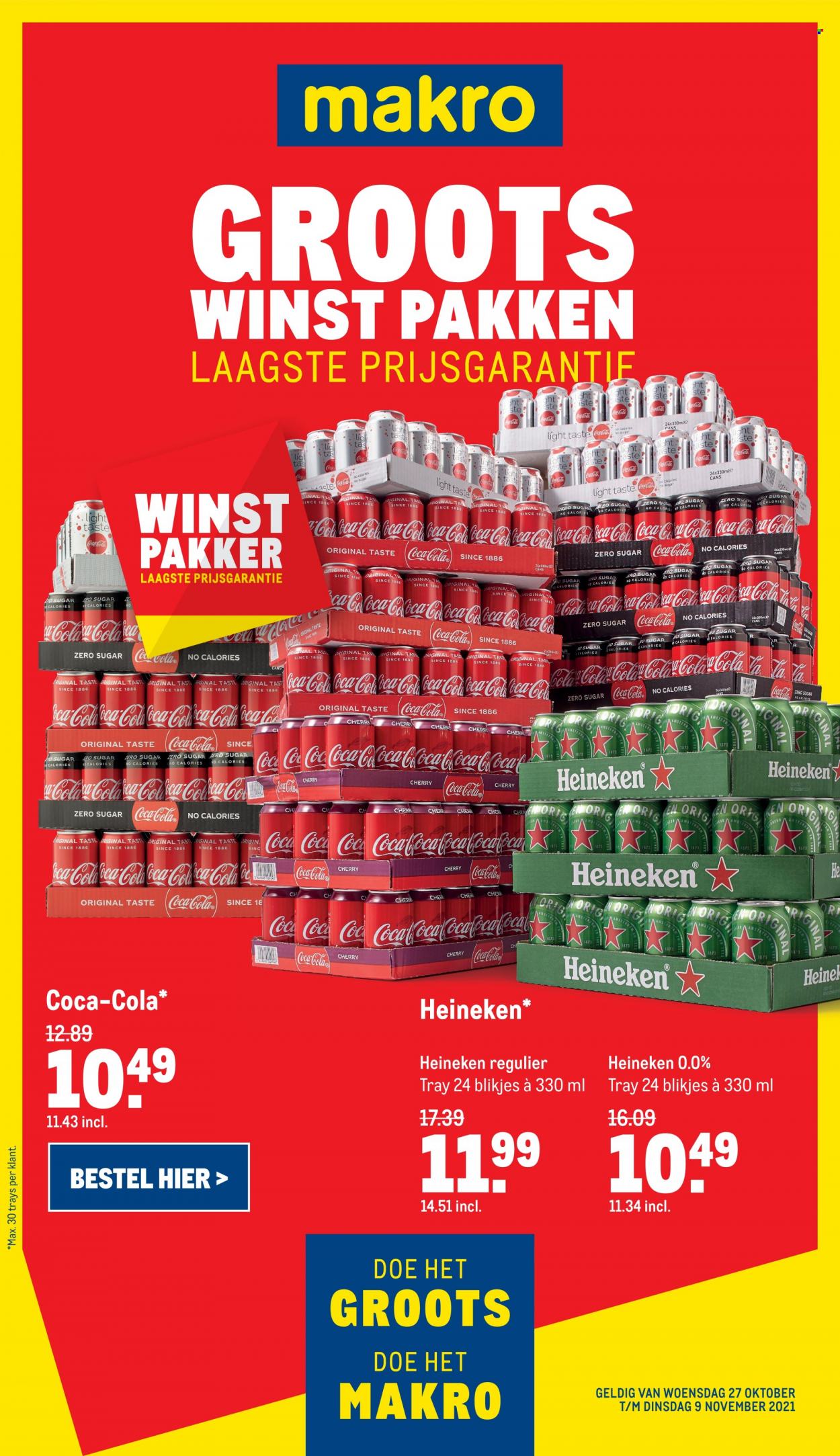 thumbnail - Makro-aanbieding - 27-10-2021 - 9-11-2021 -  producten in de aanbieding - Heineken, Coca-Cola, tas. Pagina 1.