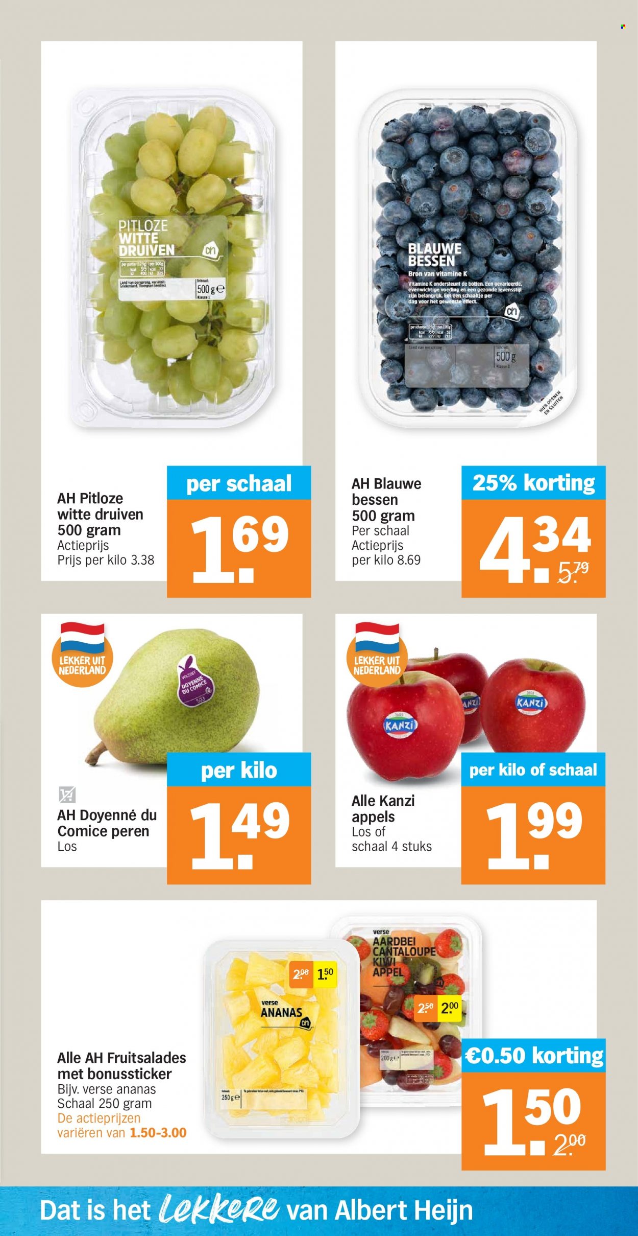 thumbnail - Albert Heijn-aanbieding - 1-11-2021 - 7-11-2021 -  producten in de aanbieding - appels, bessen, cantaloupe, druiven, kiwi, ananas. Pagina 7.