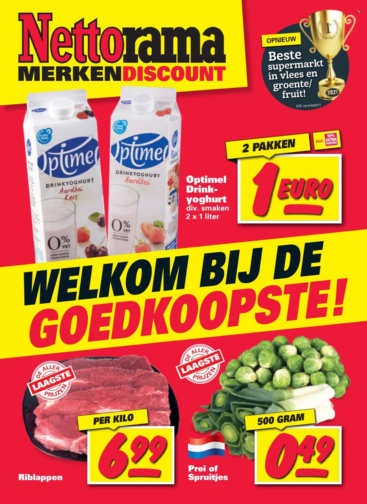 thumbnail - Nettorama-aanbieding - 1-11-2021 - 7-11-2021 -  producten in de aanbieding - prei, spruitjes, yoghurt, drinkyoghurt. Pagina 1.