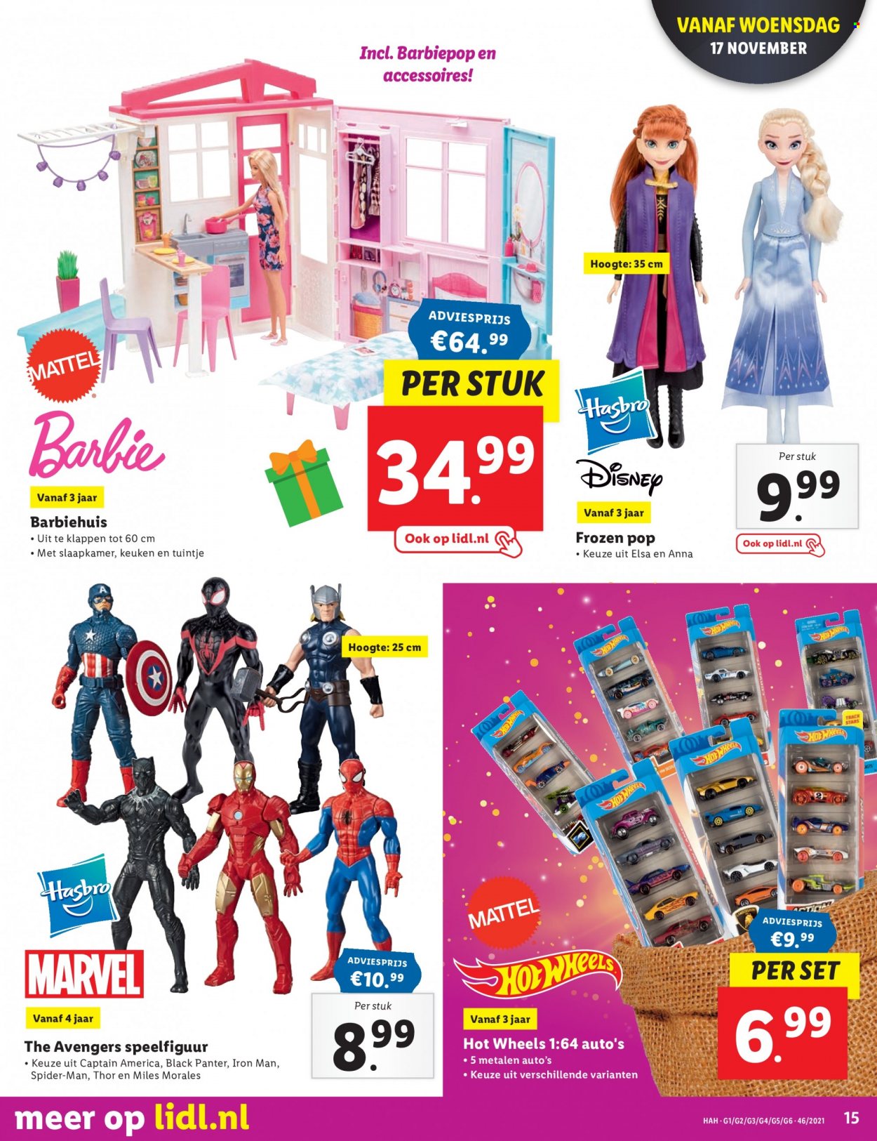 thumbnail - Lidl-aanbieding - 15-11-2021 - 21-11-2021 -  producten in de aanbieding - Frozen, Barbie, Hasbro, Hot Wheels. Pagina 15.