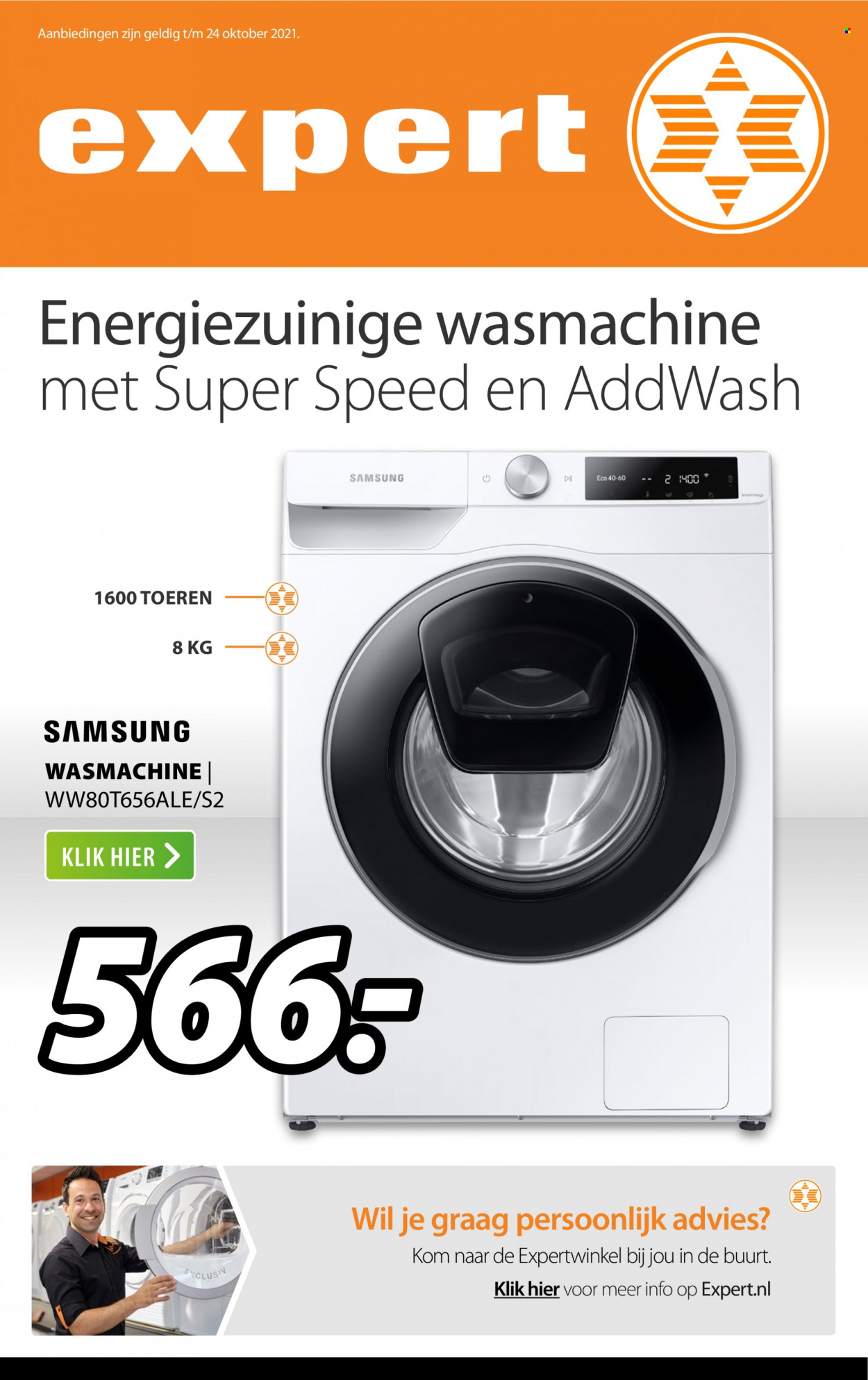 thumbnail - Expert-aanbieding - 15-11-2021 - 21-11-2021 -  producten in de aanbieding - Samsung, wasmachine. Pagina 1.