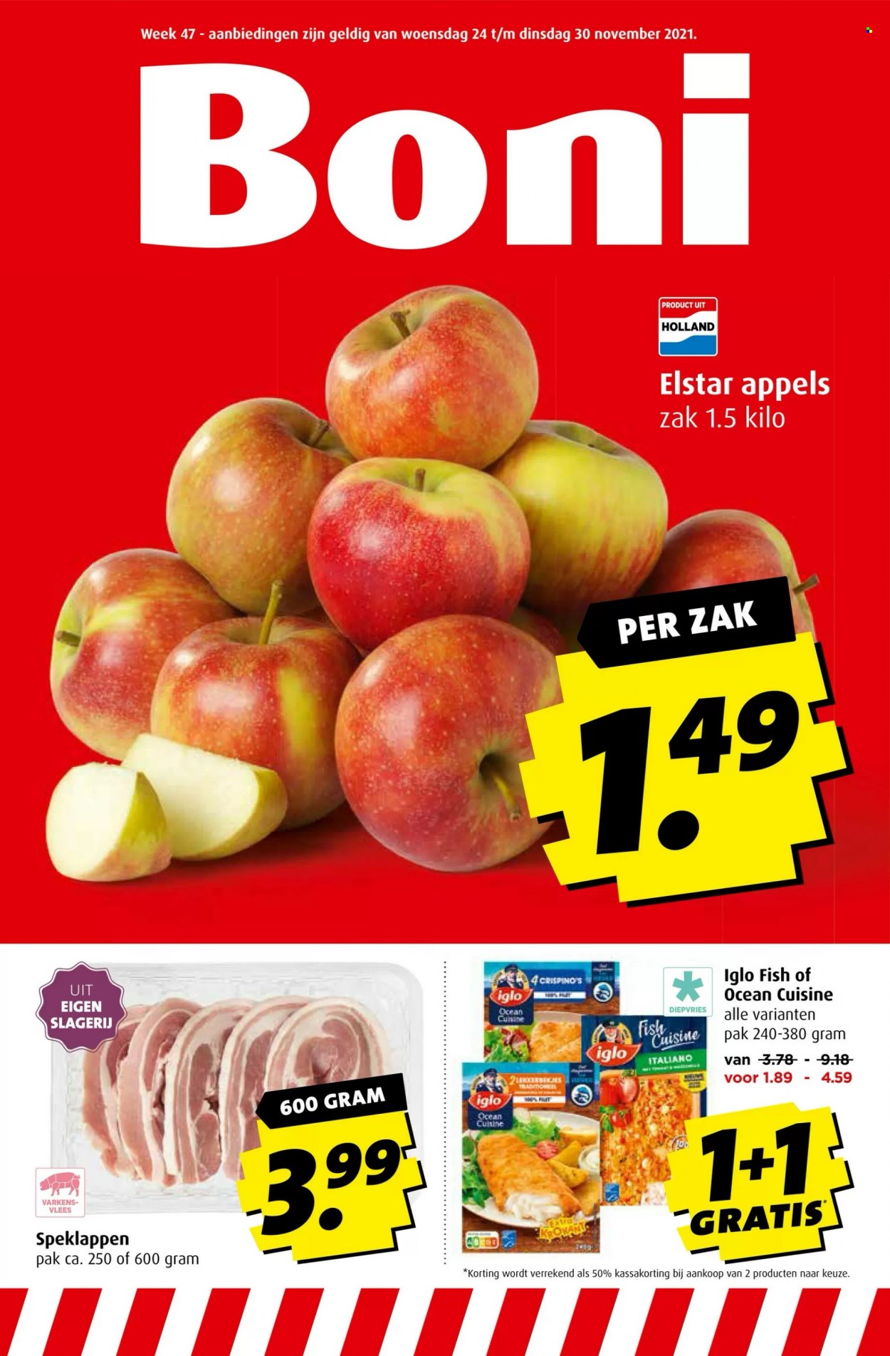 thumbnail - Boni-aanbieding - 24-11-2021 - 30-11-2021 -  producten in de aanbieding - appels, Iglo. Pagina 1.