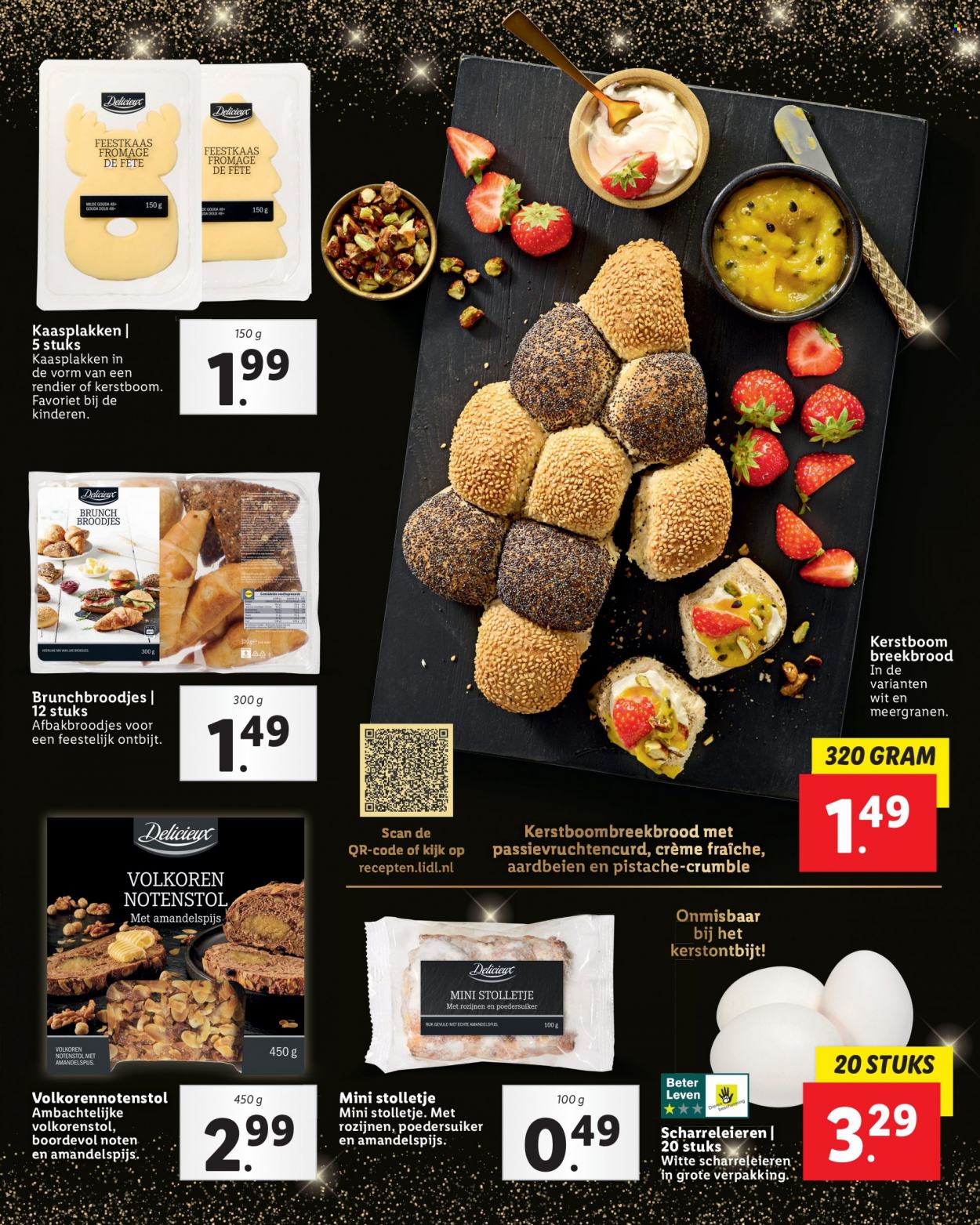 thumbnail - Lidl-aanbieding - 22-11-2021 - 26-12-2021 -  producten in de aanbieding - breekbrood, aardbeien, broodje, gouda, crème, crème fraîche, poedersuiker, amandelspijs, rozijnen, kerstboom. Pagina 3.