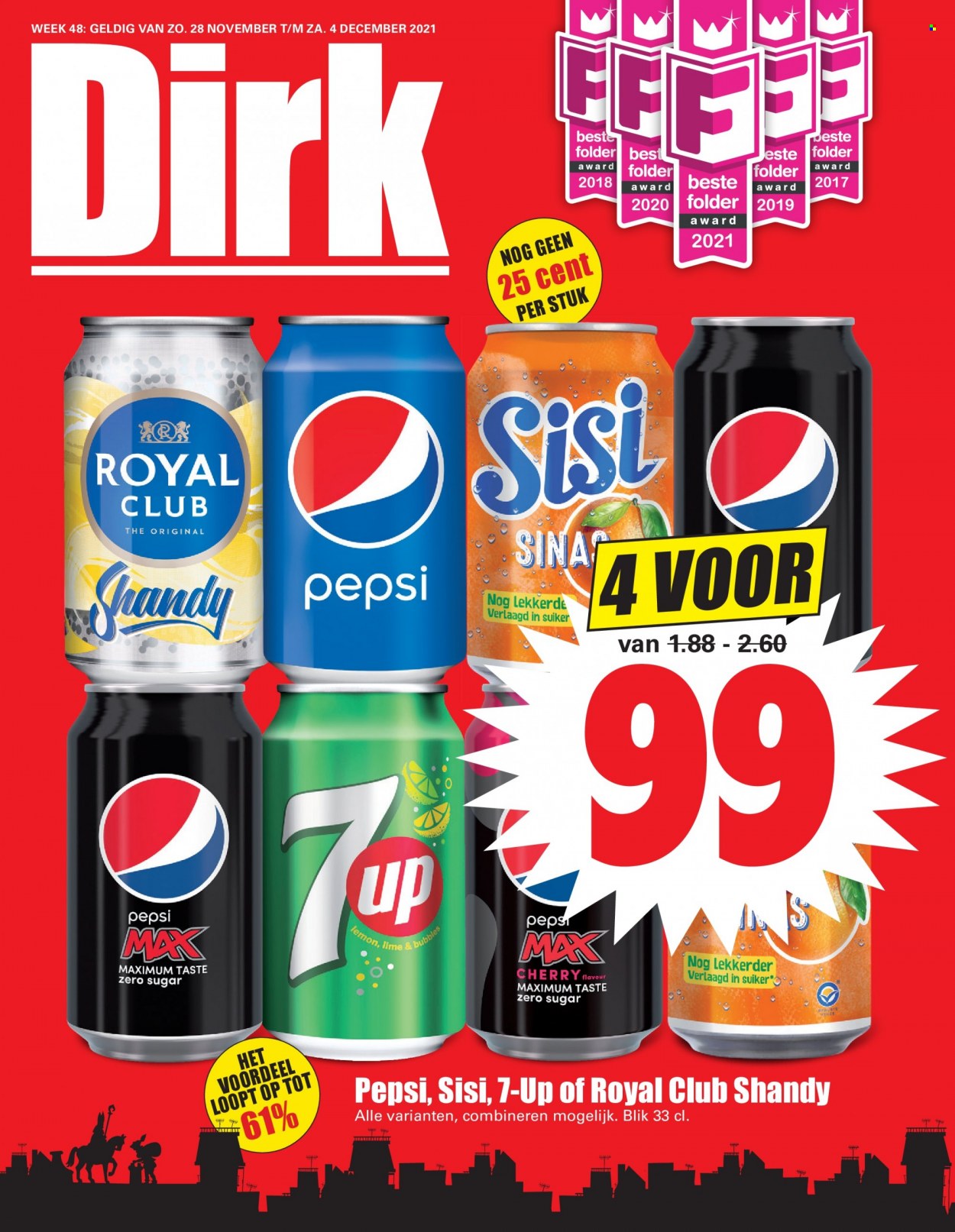 thumbnail - Dirk-aanbieding - 28-11-2021 - 4-12-2021 -  producten in de aanbieding - Pepsi. Pagina 1.