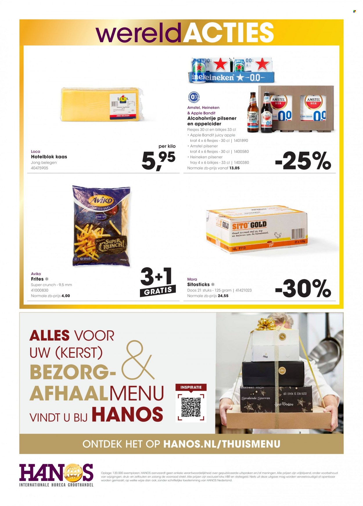 thumbnail - Hanos-aanbieding - 29-11-2021 - 12-12-2021 -  producten in de aanbieding - pilsener, Amstel Bier, Heineken, kaas, frites, appelcider. Pagina 32.