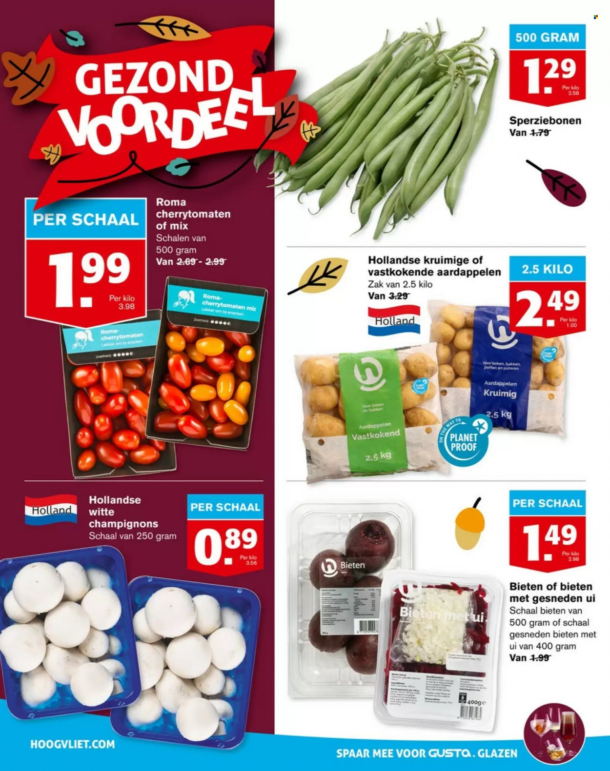 thumbnail - Hoogvliet-aanbieding - 8-12-2021 - 14-12-2021 -  producten in de aanbieding - champignons, aardappelen, cherrytomaten, uien, sperziebonen, glazen. Pagina 6.