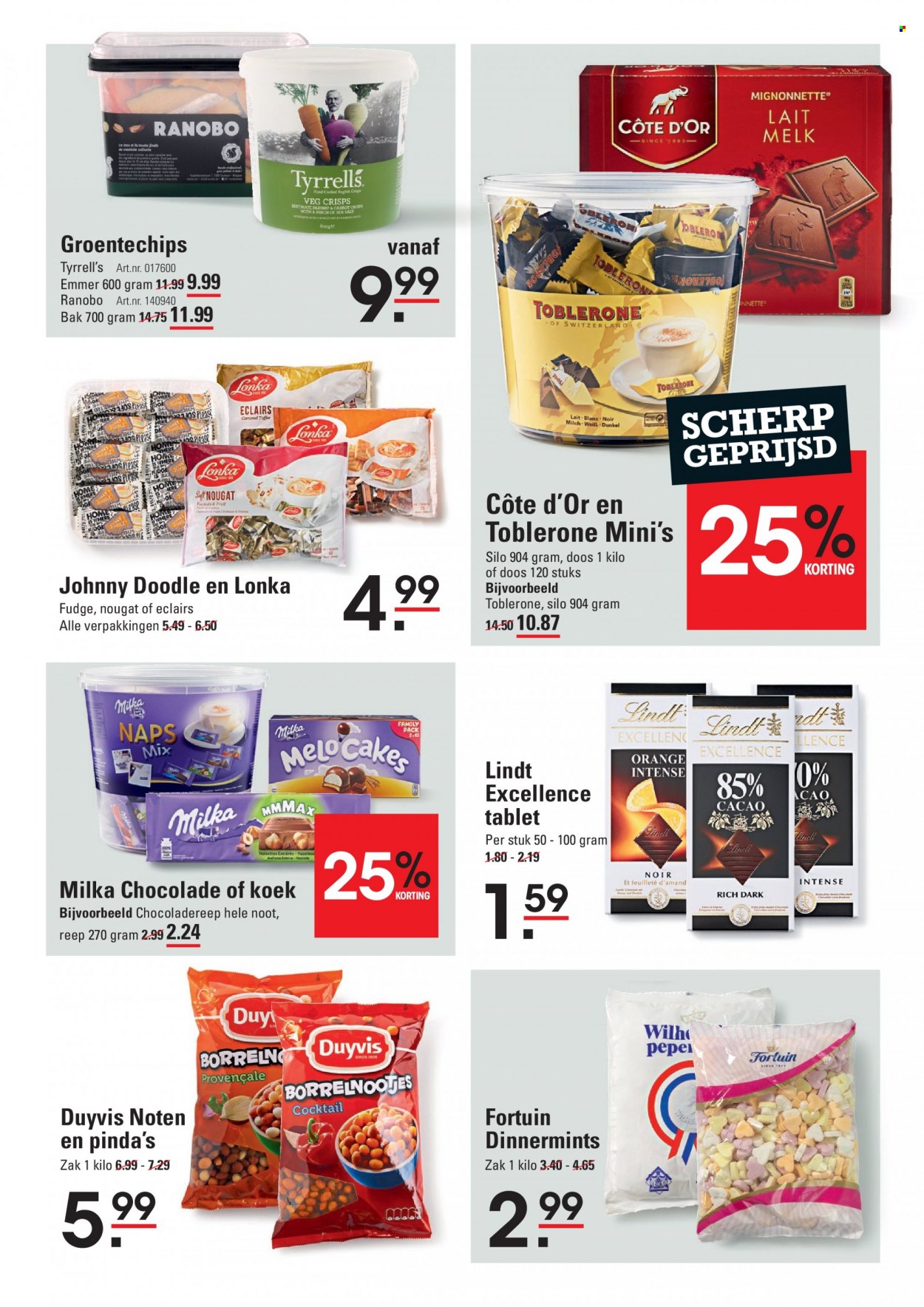 thumbnail - Sligro-aanbieding - 9-12-2021 - 31-12-2021 -  producten in de aanbieding - éclairs, Milka, melk, chocolade, nougat, pinda's. Pagina 57.