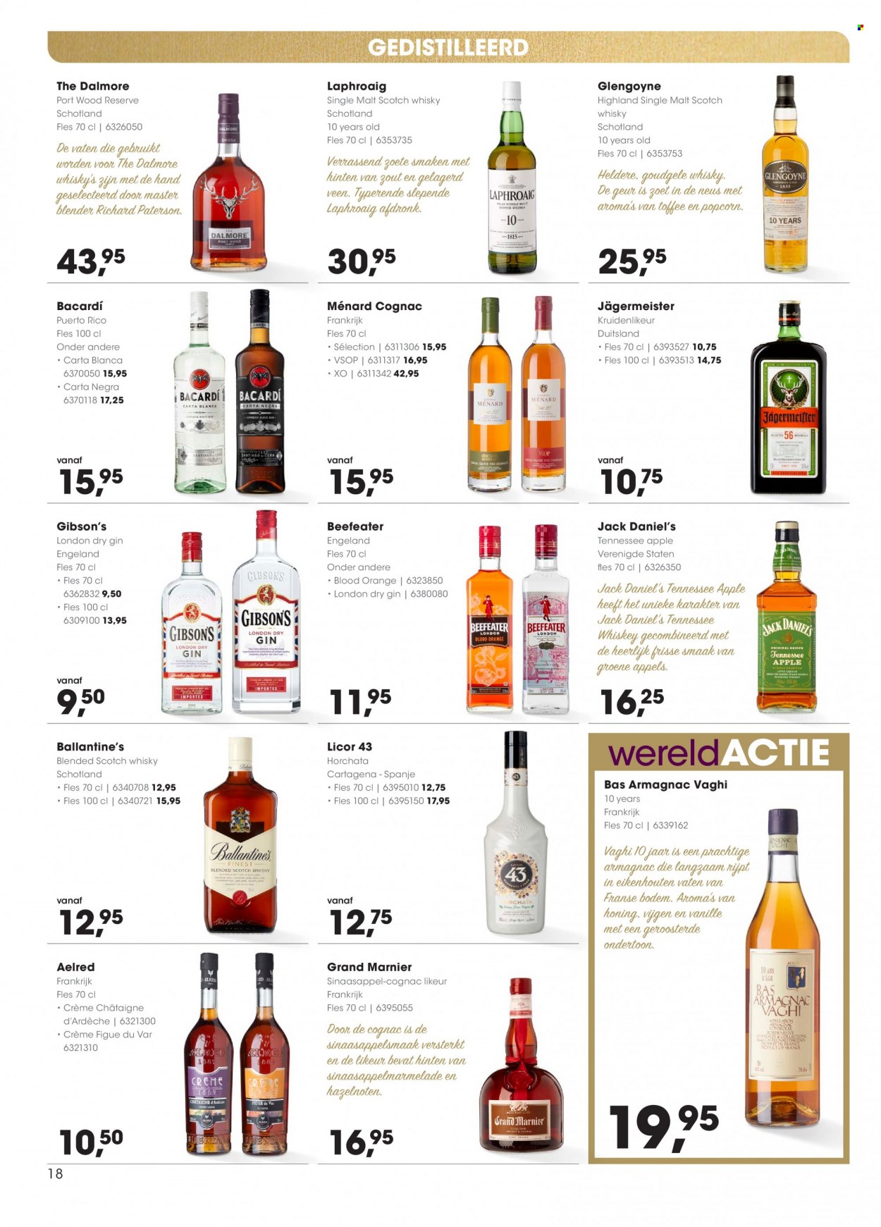 thumbnail - Hanos-aanbieding - 13-12-2021 - 26-12-2021 -  producten in de aanbieding - appels, sinaasappels, vijgen, crème, popcorn, hazelnoten, Frankrijk, Armagnac, Bacardi, Beefeater, blended scotch whisky, cognac, Jack Daniel's, Jägermeister, London Dry Gin, scotch whisky, Single Malt, whiskey, whisky, gin, Grand Marnier, Ballantine's, blender. Pagina 18.