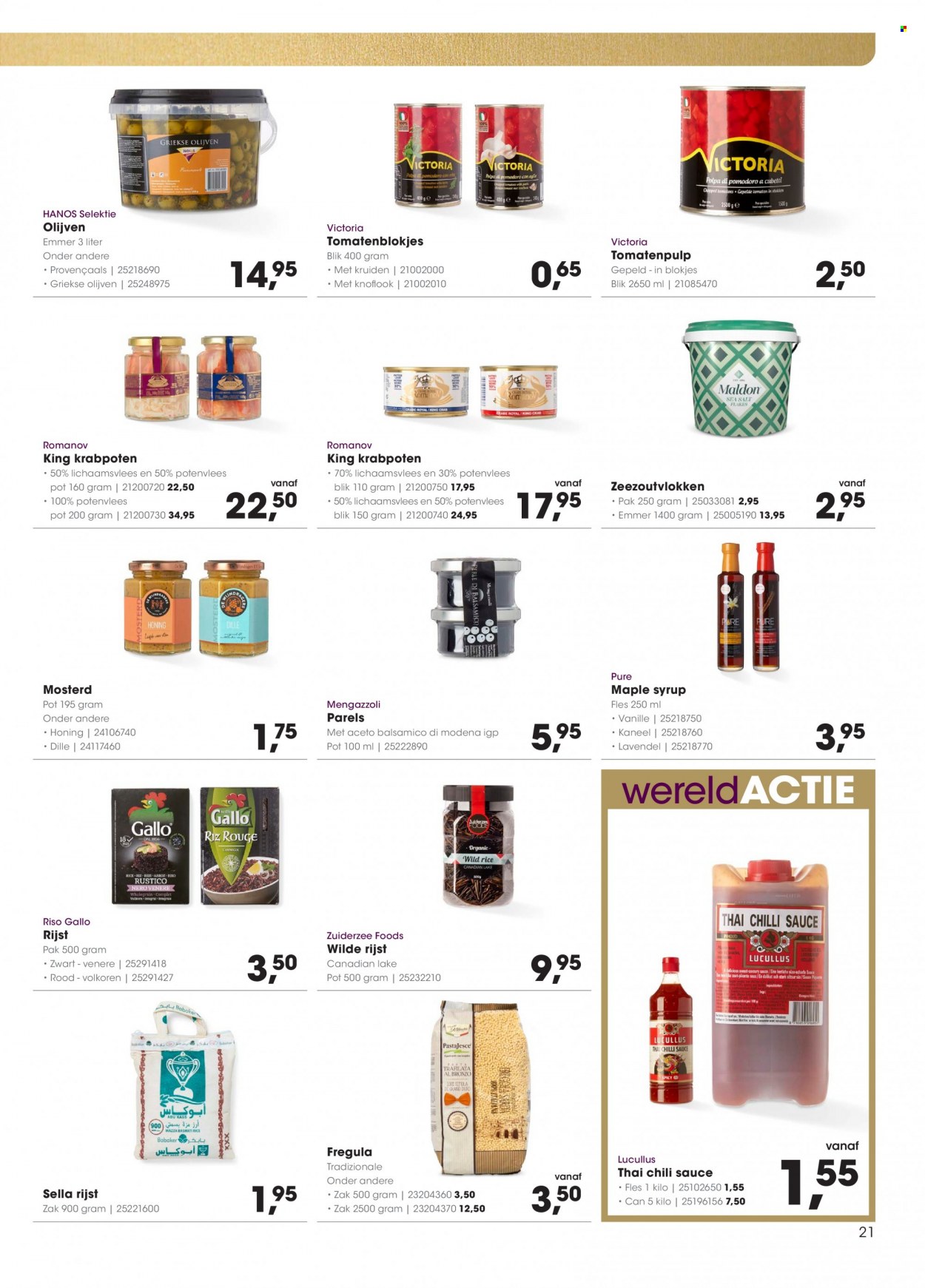 thumbnail - Hanos-aanbieding - 13-12-2021 - 26-12-2021 -  producten in de aanbieding - Polpa, tomatenblokjes, olijven, rijst, dille, kaneel, mosterd, balsamico, maple syrup, lavendel. Pagina 21.