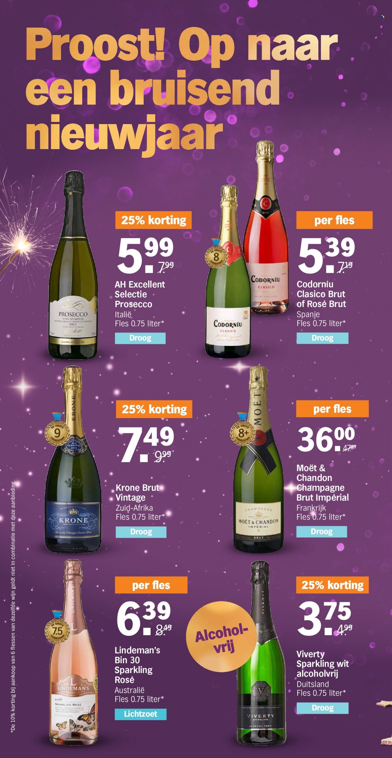 thumbnail - Albert Heijn-aanbieding - 27-12-2021 - 2-1-2022 -  producten in de aanbieding - champagne, Moët & Chandon, prosecco, Spumante, wijn, Frankrijk. Pagina 4.