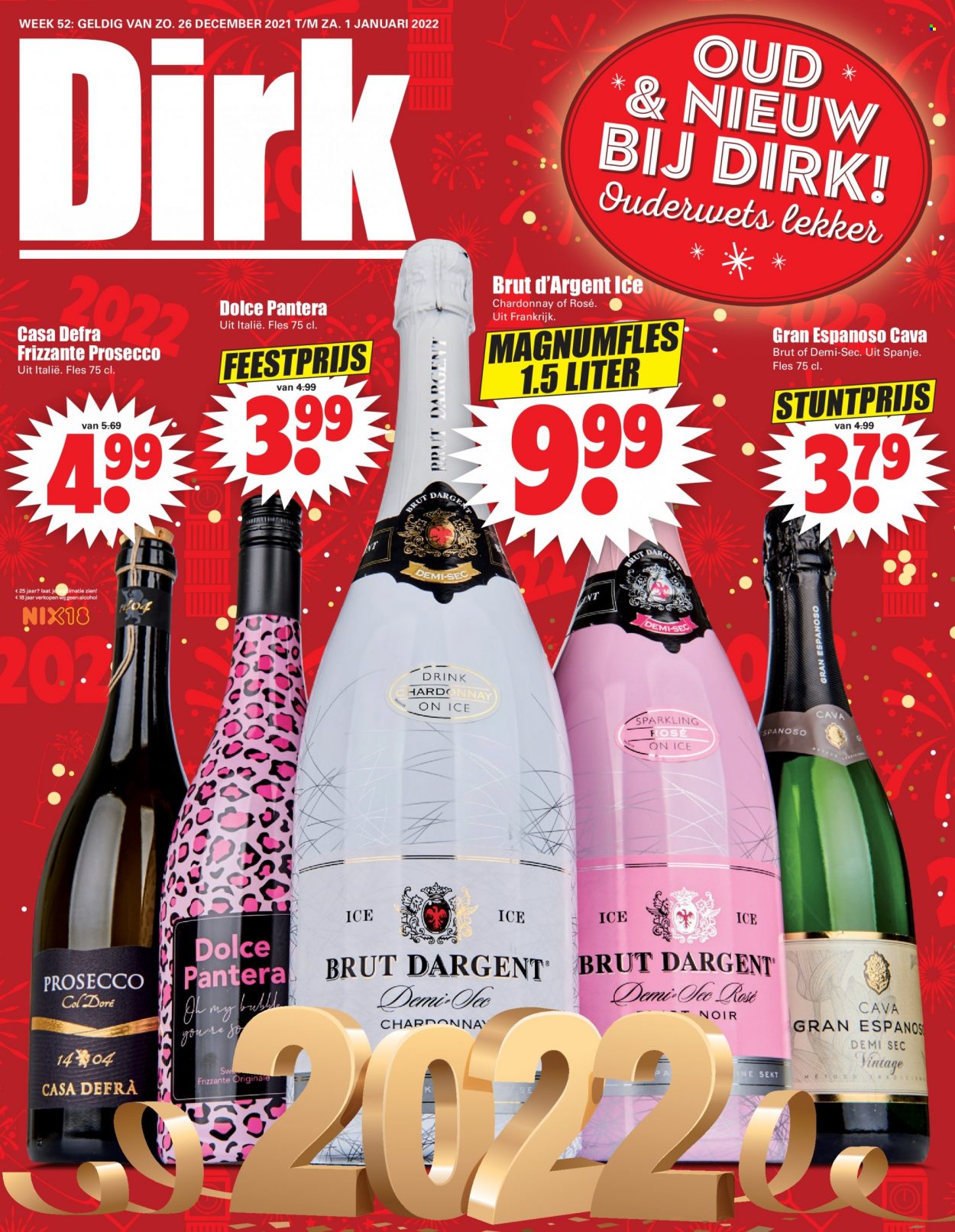 thumbnail - Dirk-aanbieding - 26-12-2021 - 1-1-2022 -  producten in de aanbieding - Cava, Chardonnay, prosecco, sekt. Pagina 1.