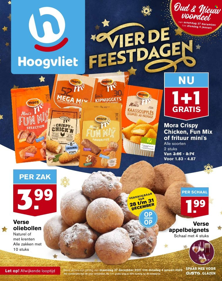 thumbnail - Hoogvliet-aanbieding - 27-12-2021 - 4-1-2022 -  producten in de aanbieding - oliebollen, kipnuggets, glazen. Pagina 1.