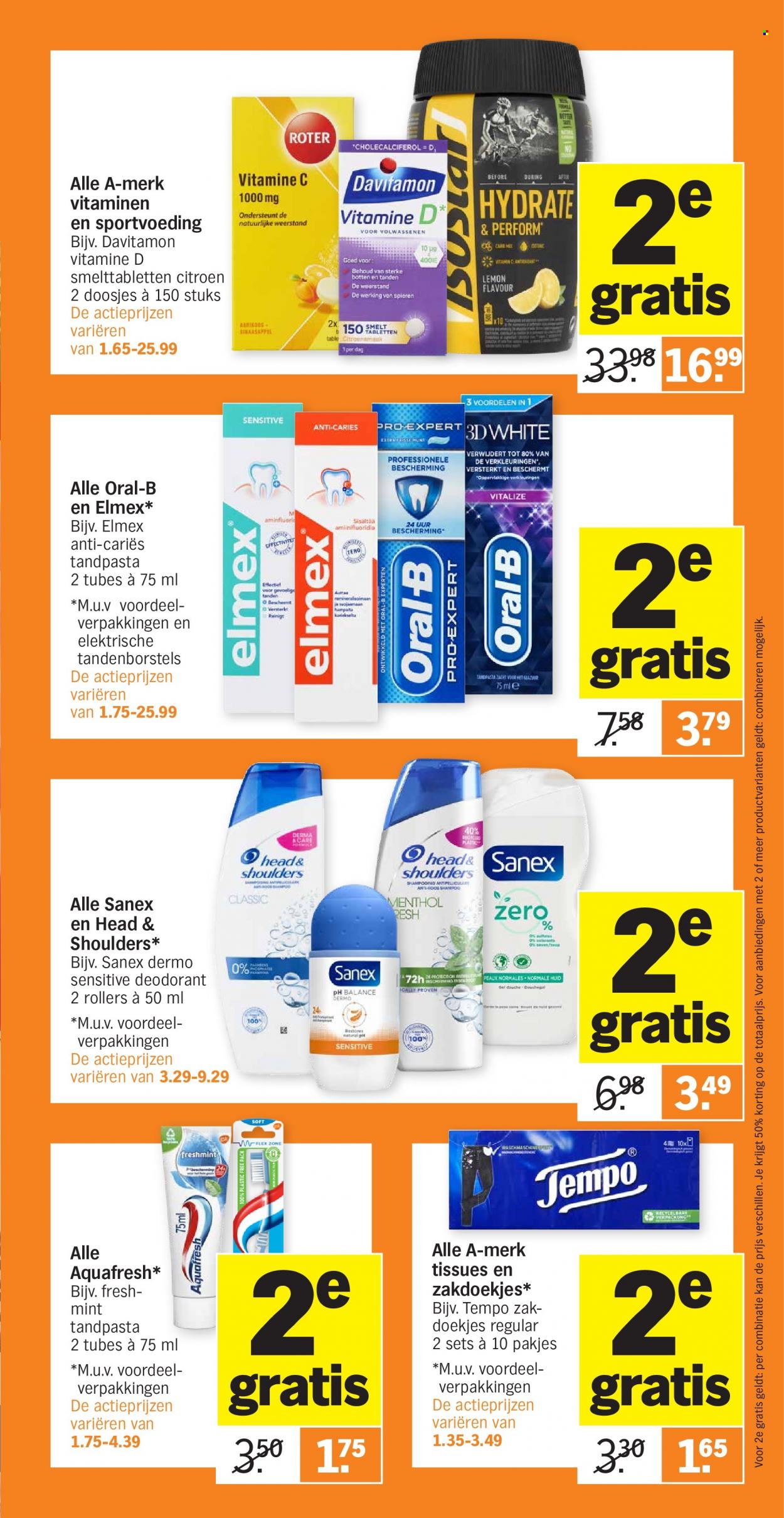 thumbnail - Albert Heijn-aanbieding - 3-1-2022 - 9-1-2022 -  producten in de aanbieding - citroen, Head & Shoulders, Sanex, Aquafresh, Oral-B, tandpasta, Elmex, deodorant. Pagina 13.