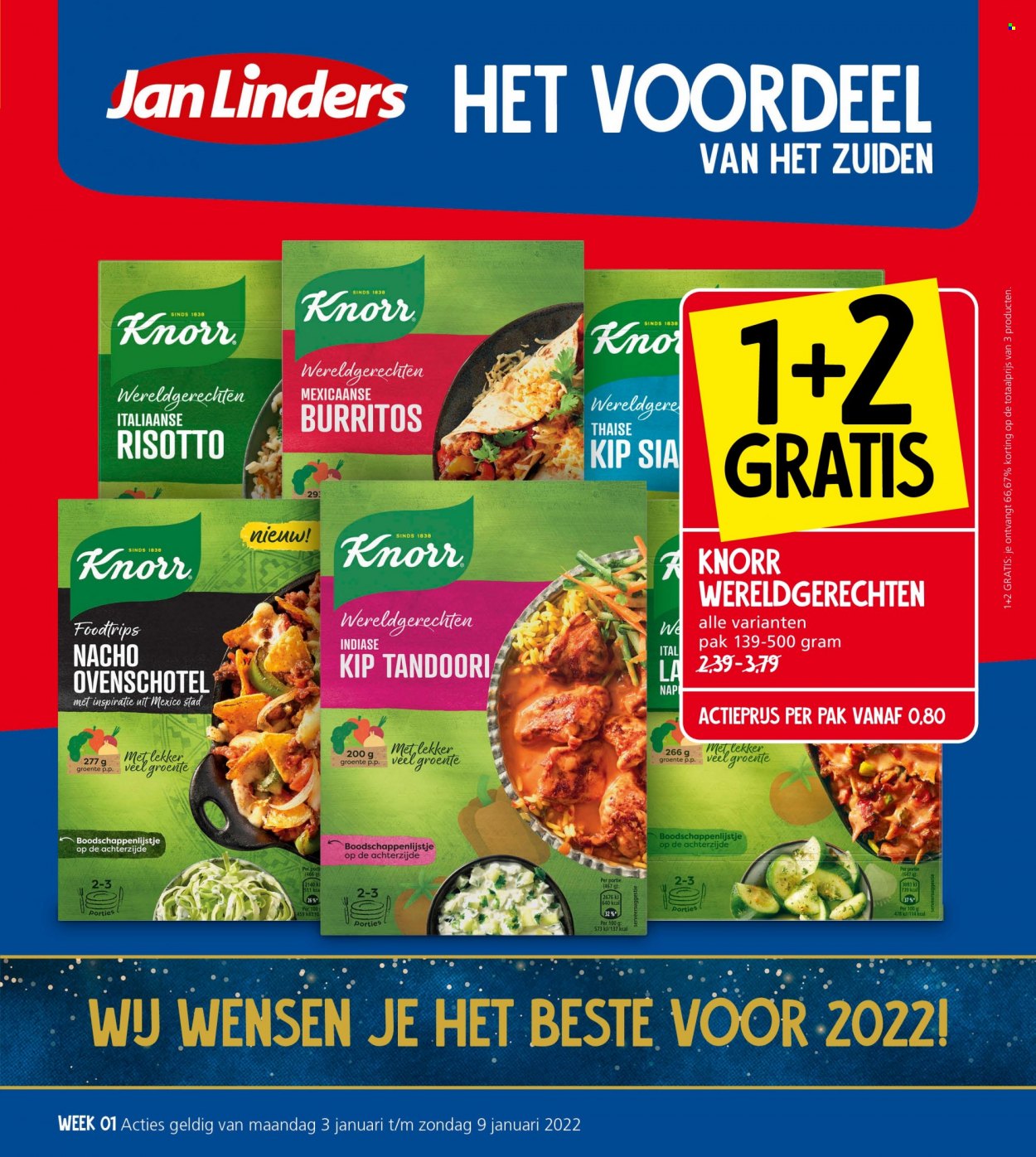 thumbnail - Jan Linders-aanbieding - 3-1-2022 - 9-1-2022 -  producten in de aanbieding - Knorr, ovenschotel, risotto. Pagina 1.