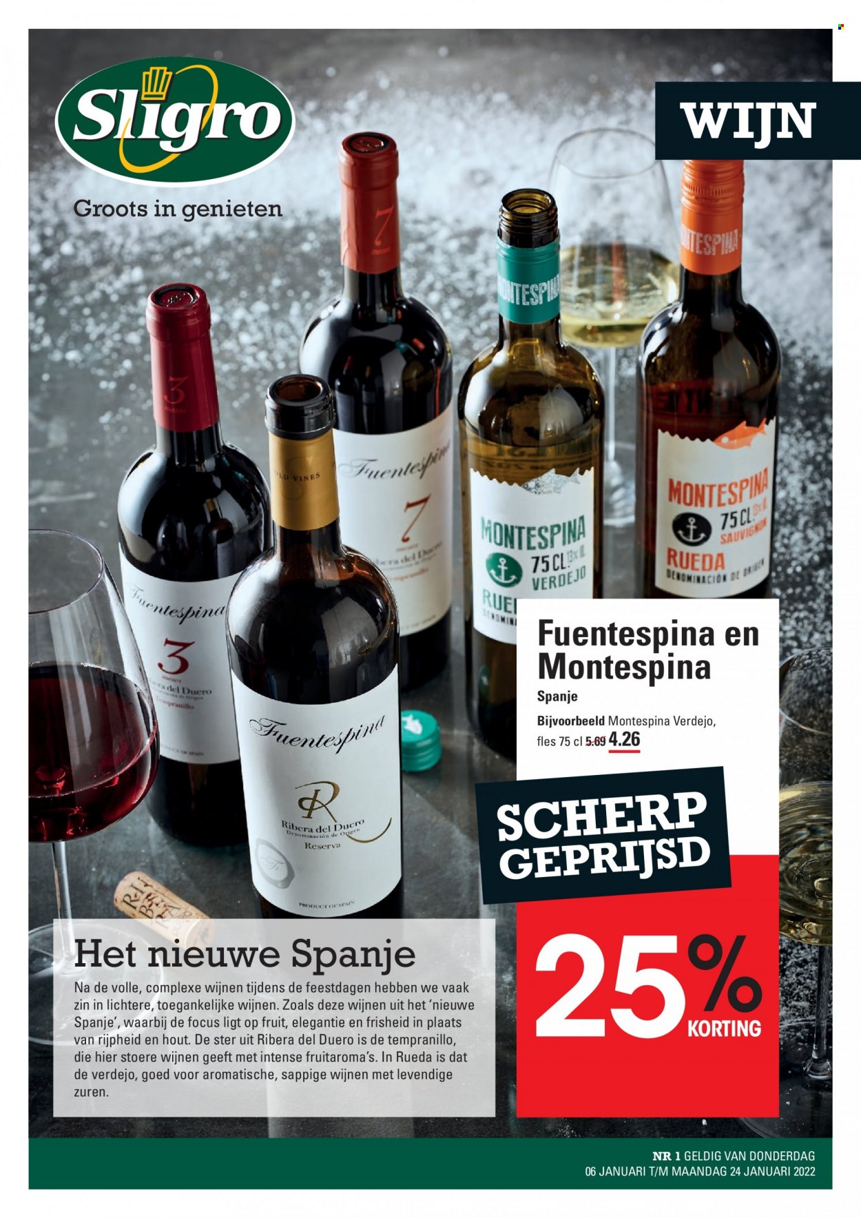 thumbnail - Sligro-aanbieding - 6-1-2022 - 24-1-2022 -  producten in de aanbieding - wijn. Pagina 1.