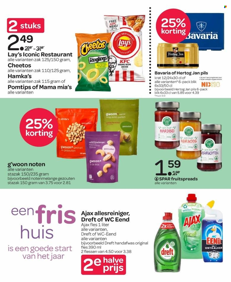 thumbnail - SPAR-aanbieding - 6-1-2022 - 19-1-2022 -  producten in de aanbieding - Hertog Jan, Bavaria, cheetos, handafwas. Pagina 7.