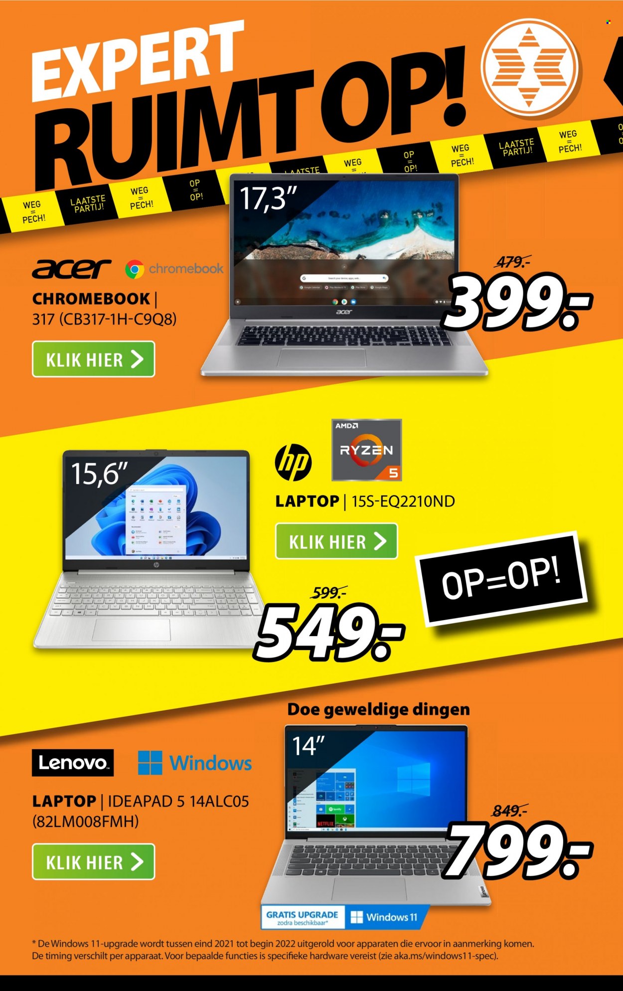 thumbnail - Expert-aanbieding - 10-1-2022 - 16-1-2022 -  producten in de aanbieding - Lenovo, Acer, Chromebook, laptop. Pagina 10.